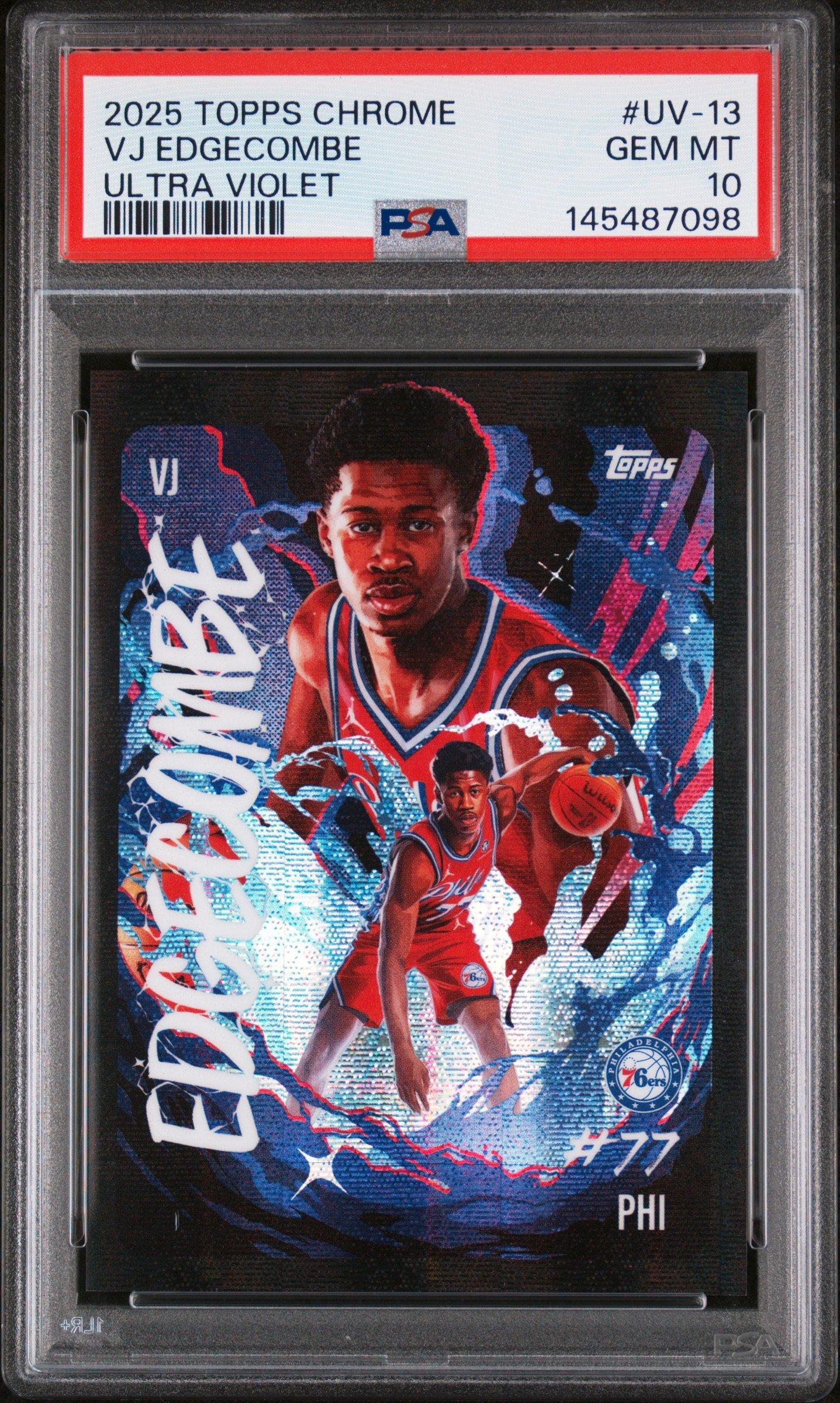 2025 Topps Chrome Ultra Violet Uv-13 Vj Edgecombe PSA 10 Graded