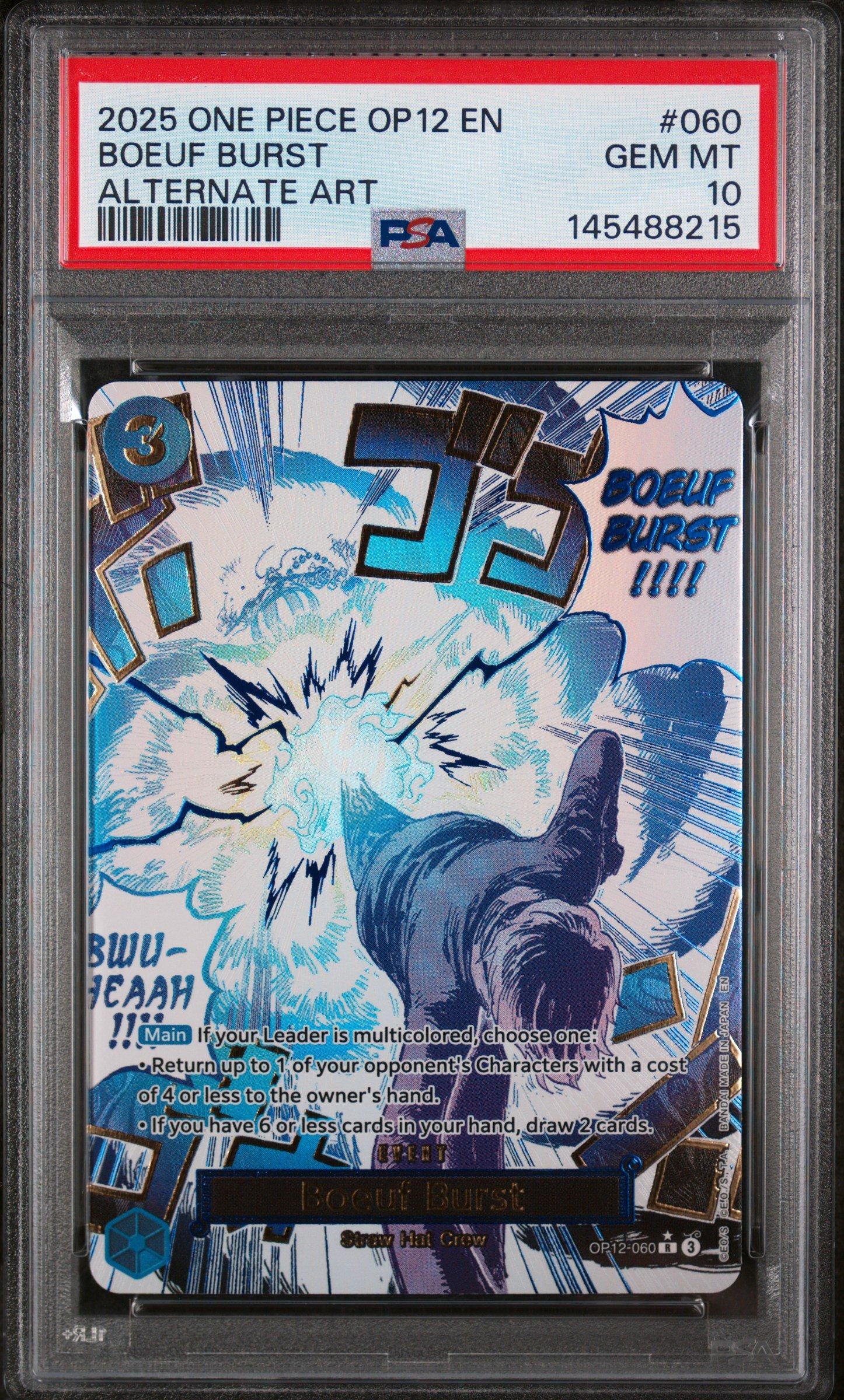 い 牛肉バーストBOEUF BURST ALTERNATE ART PSA9 ワンピースカードゲーム 牛肉バースト psa9 - メルカリ