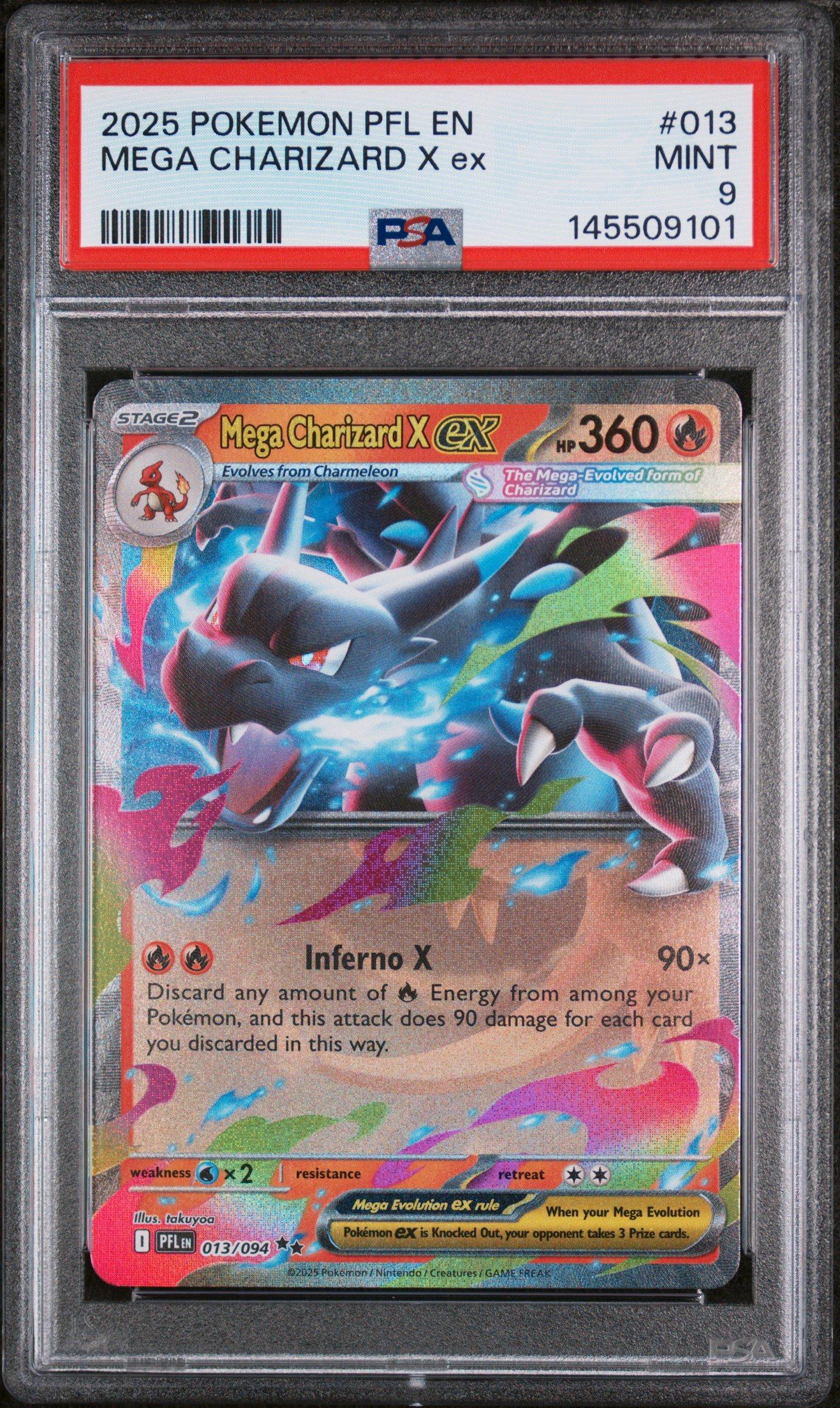 2025 Pokemon Pfl En-phantasmal Flames 013 Mega Charizard X Ex PSA 