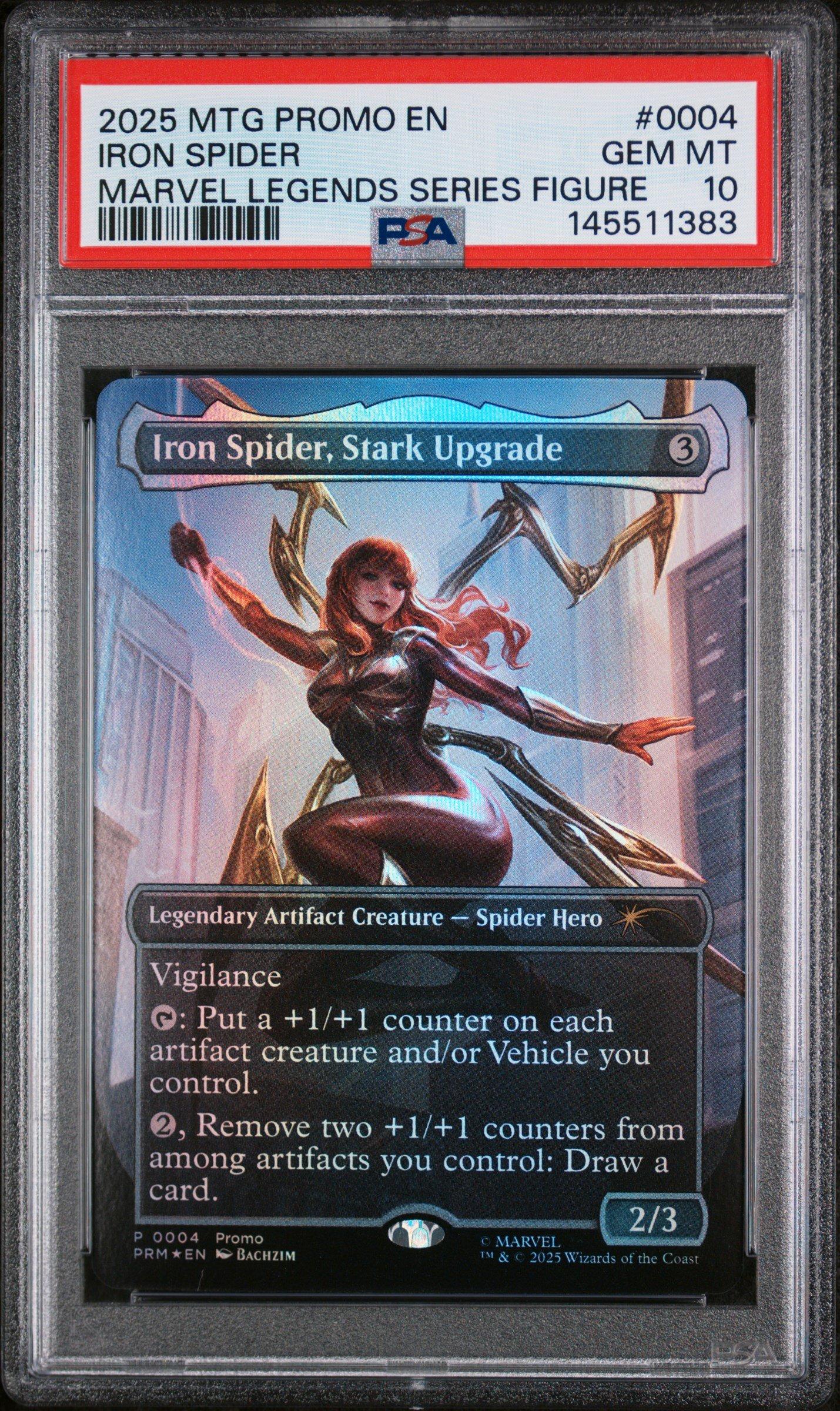 2025 Magic The Gathering Promos 0004 Iron Spider, Stark Upgrade Marvel Legends Series Figure PSA 10