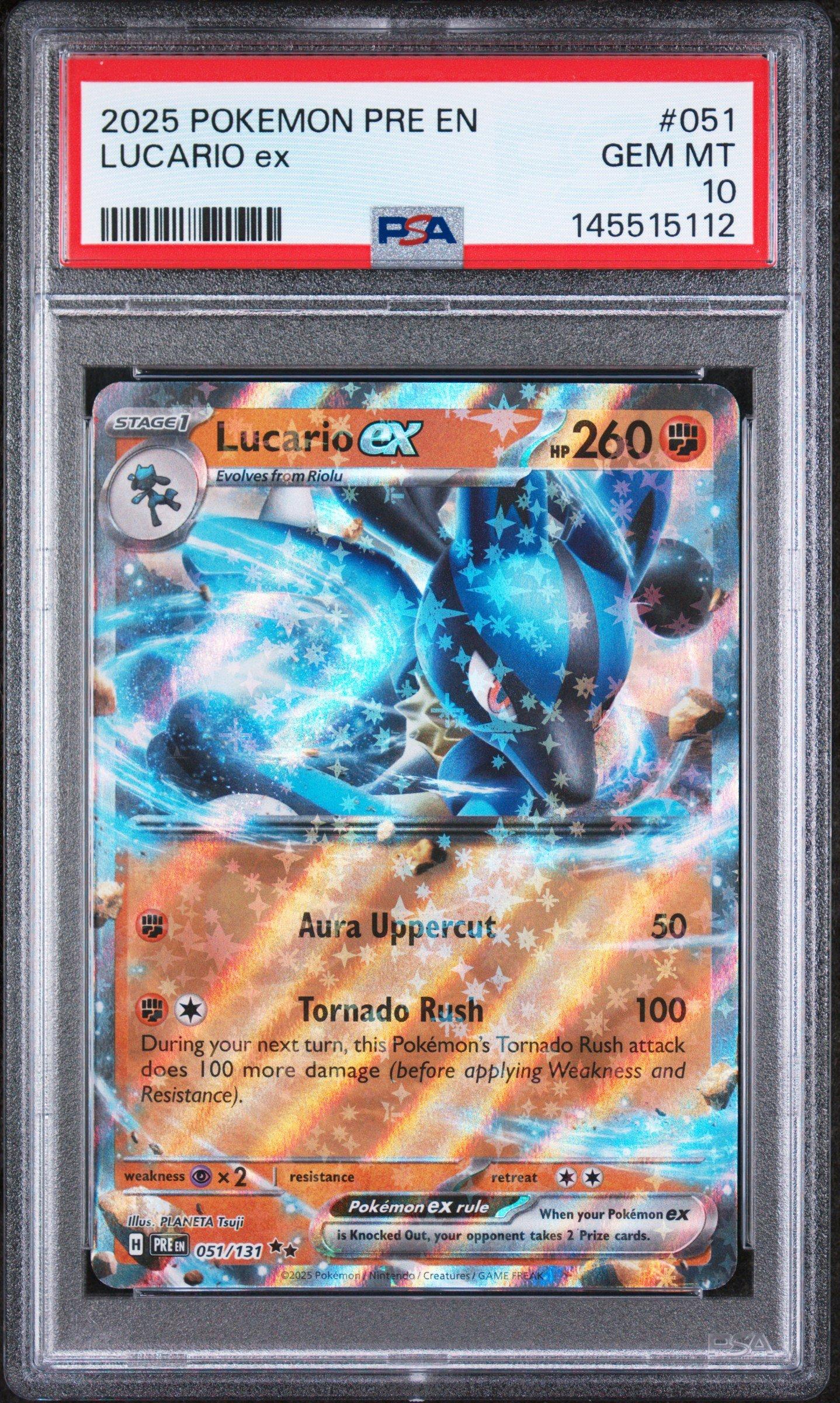 2025 Pokemon Pre En-prismatic Evolutions 051 Lucario Ex PSA 10