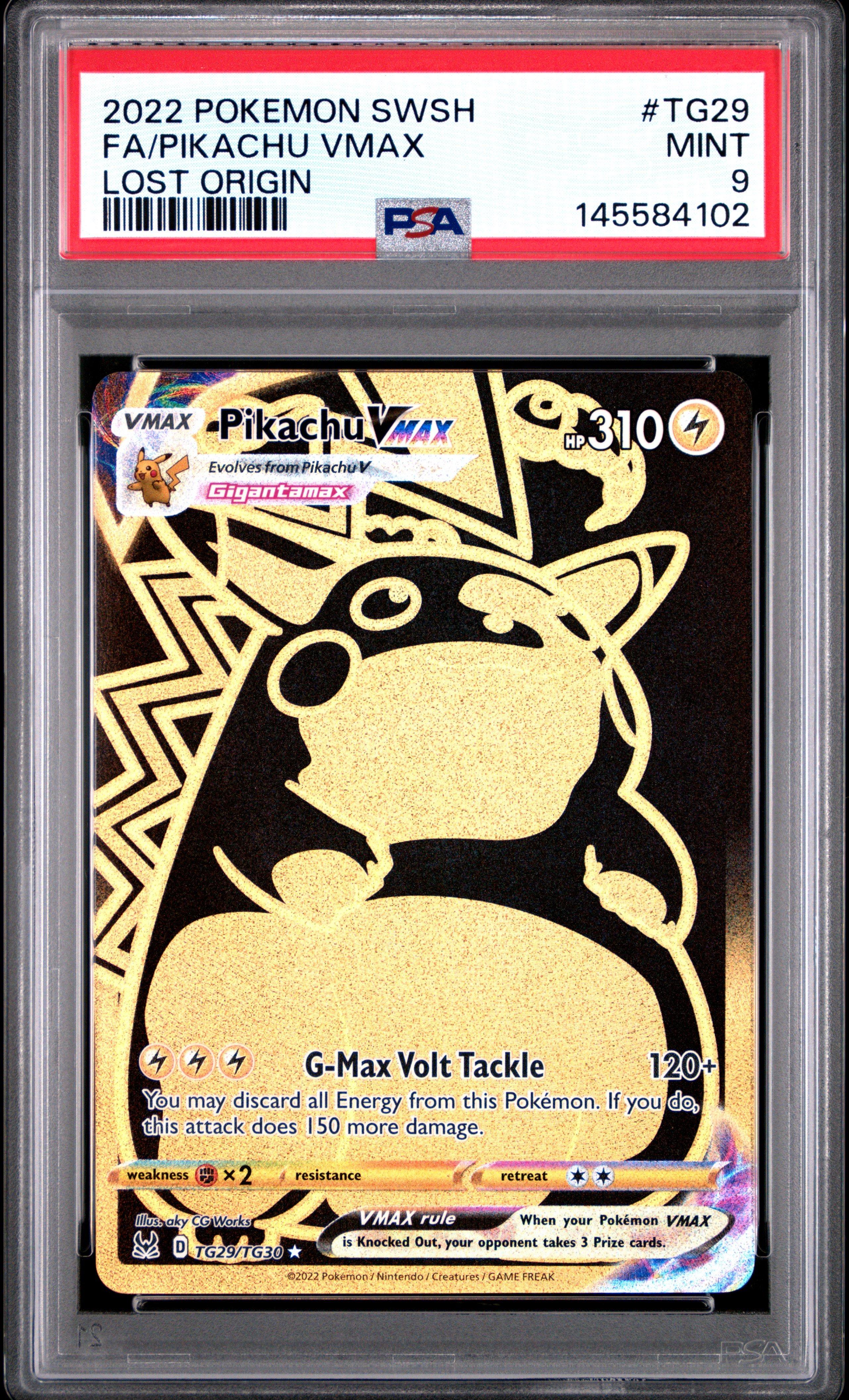 2022 Pokemon Sword & Shield Lost Origin Tg29 Full Art/pikachu Vmax