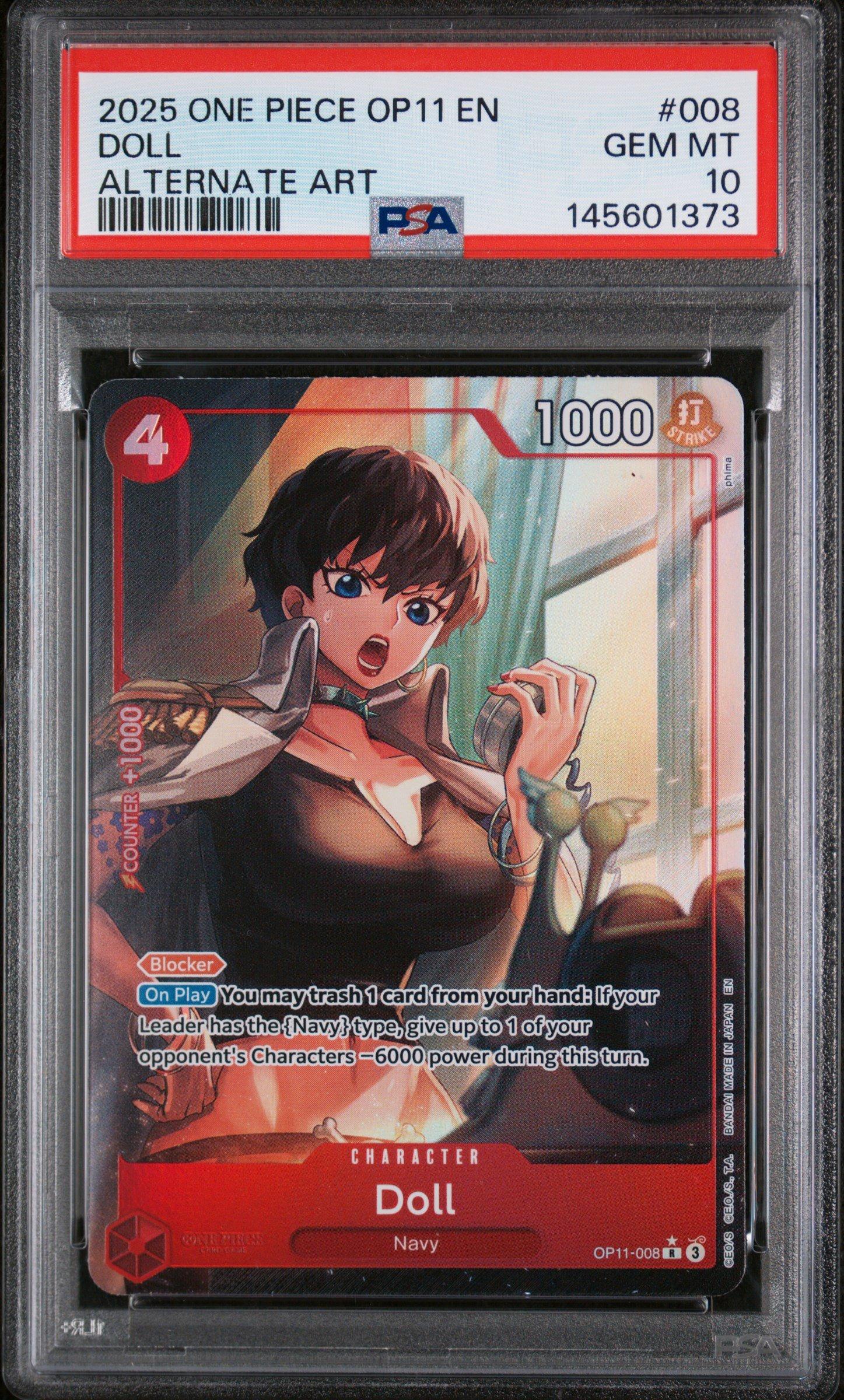 2025 One Piece Op11-a Fist Of Divine Speed 008 Doll Alternate Art PSA 10