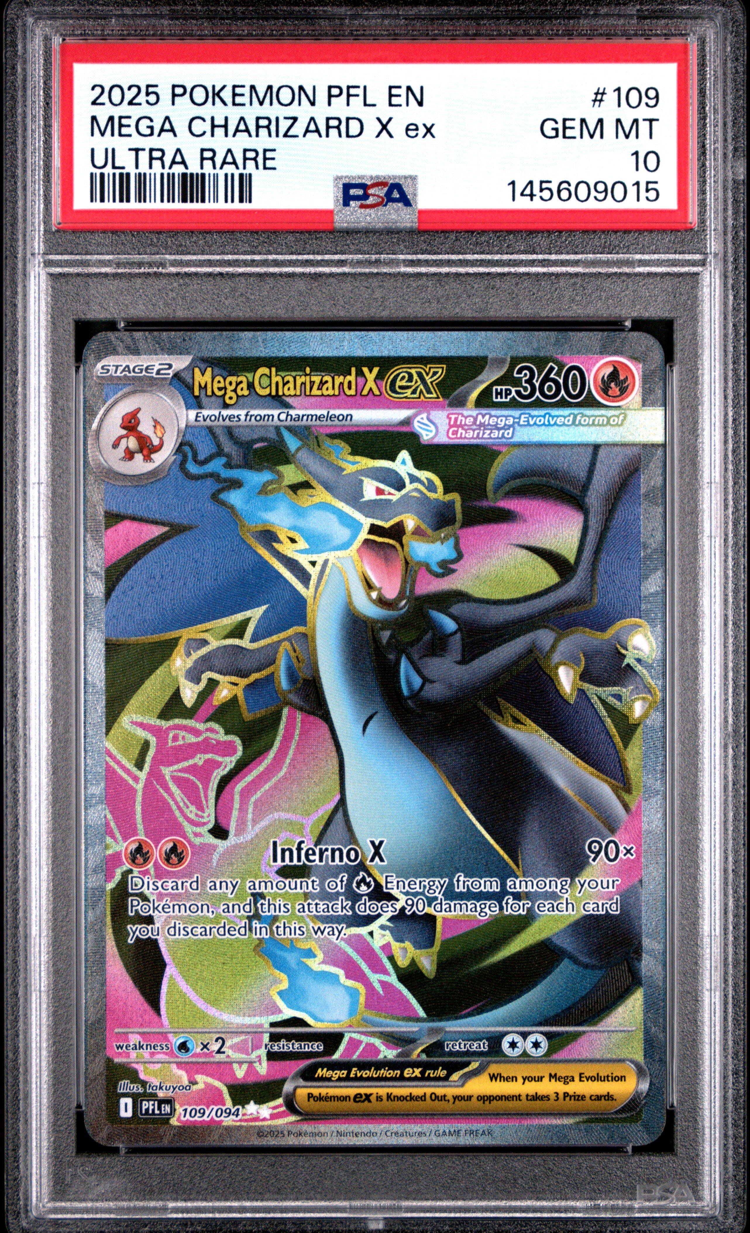 2025 Pokemon Pfl En-phantasmal Flames 109 Mega Charizard X Ex