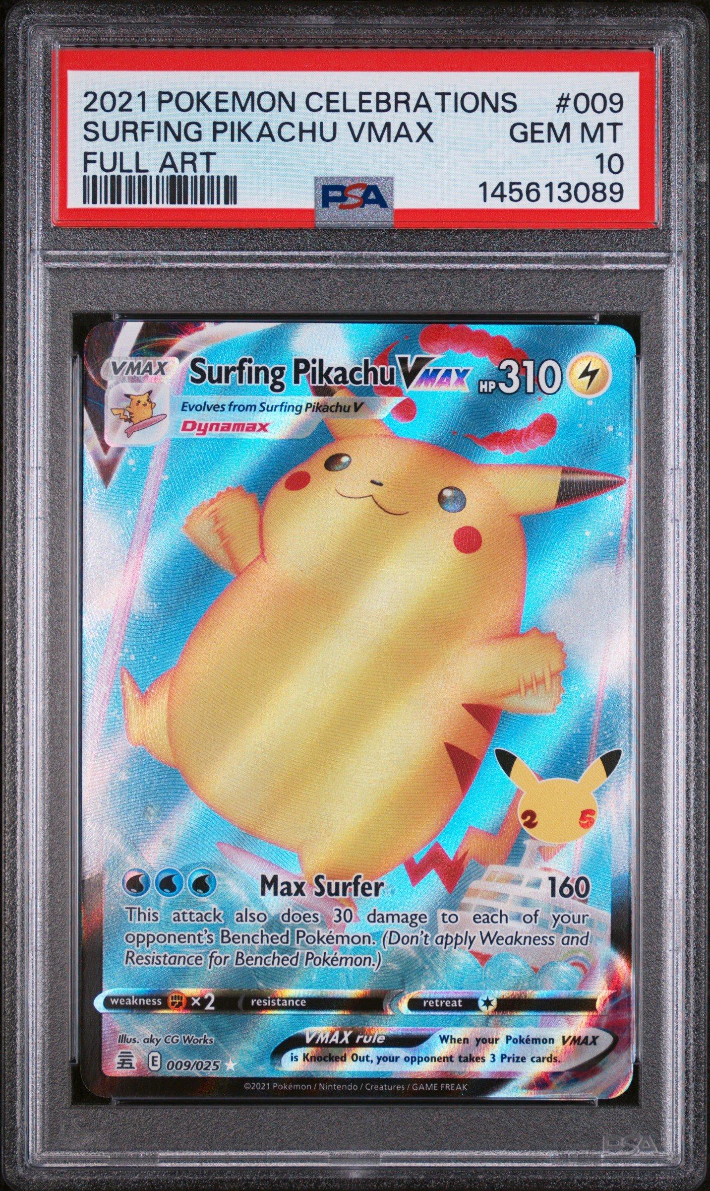 2021 Pokemon Celebrations 009 Full Art/surfing Pikachu Vmax PSA 10
