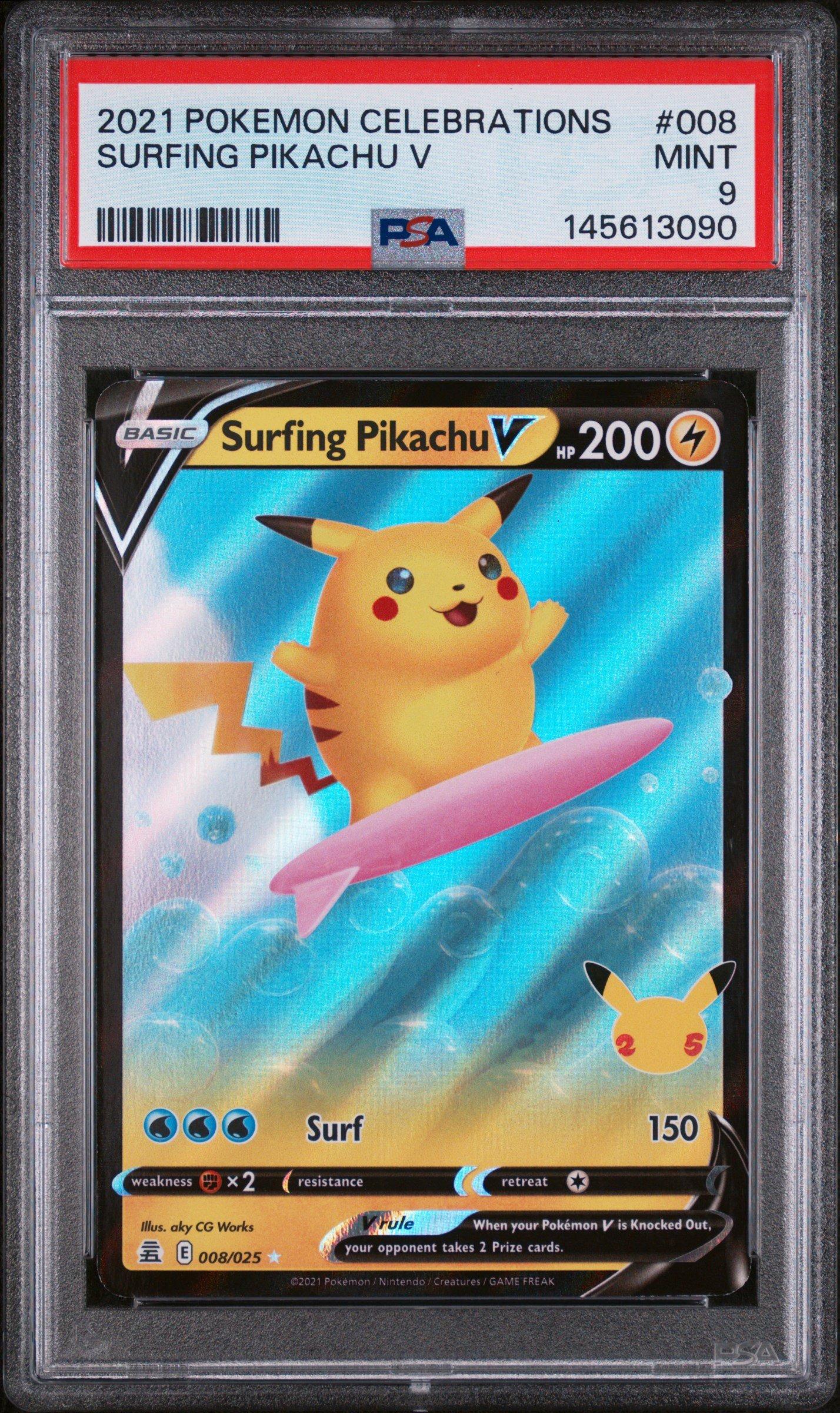 2021 ポケモンカード サーフィンピカチュウ&フライングピカチュウセット 2021 Pokemon Celebrations 008 Surfing Pikachu V PSA 9 Graded Card