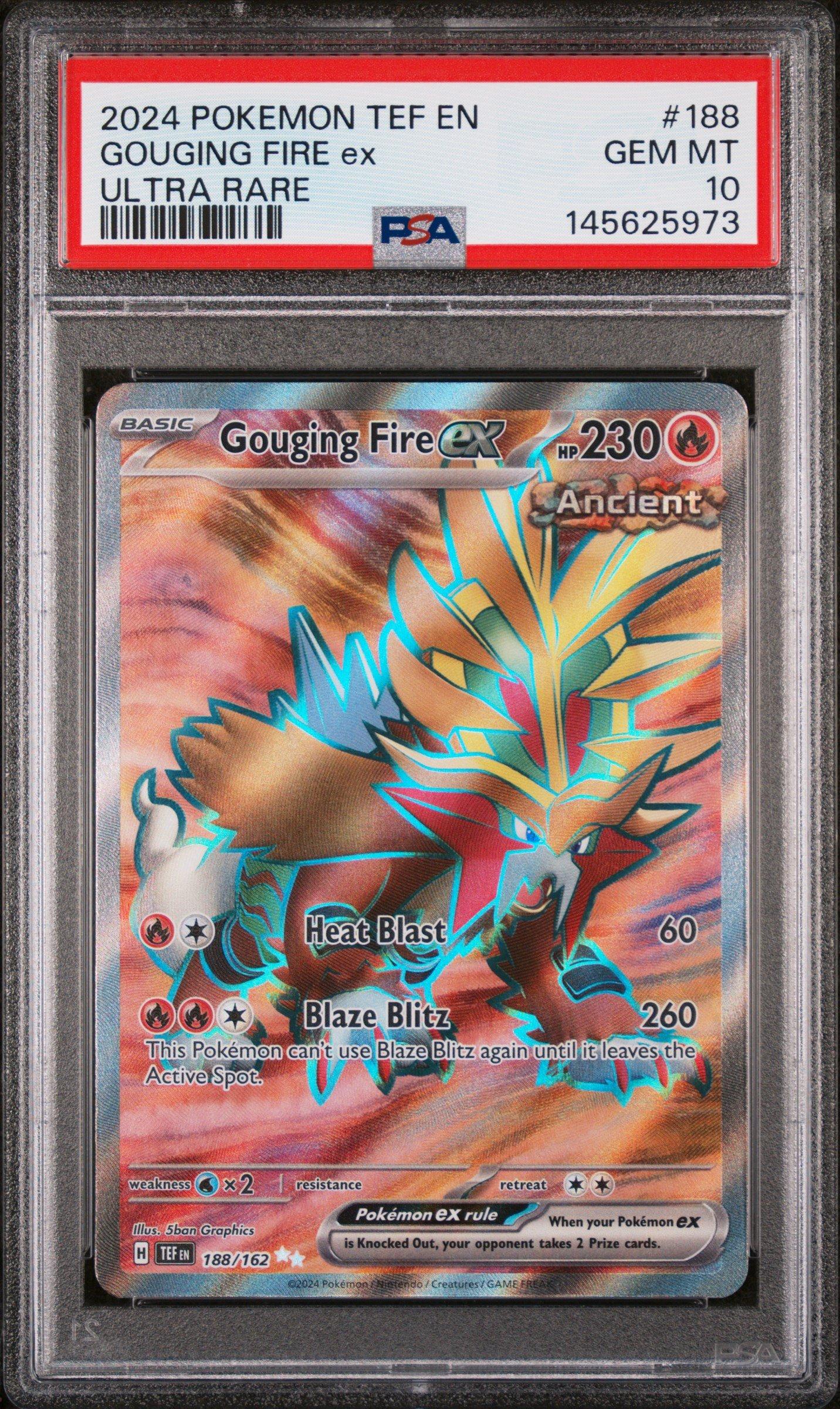 2024 Pokemon Tef En-temporal Forces 188 Gouging Fire Ex Ultra Rare PSA 10  Graded Card | GameStop