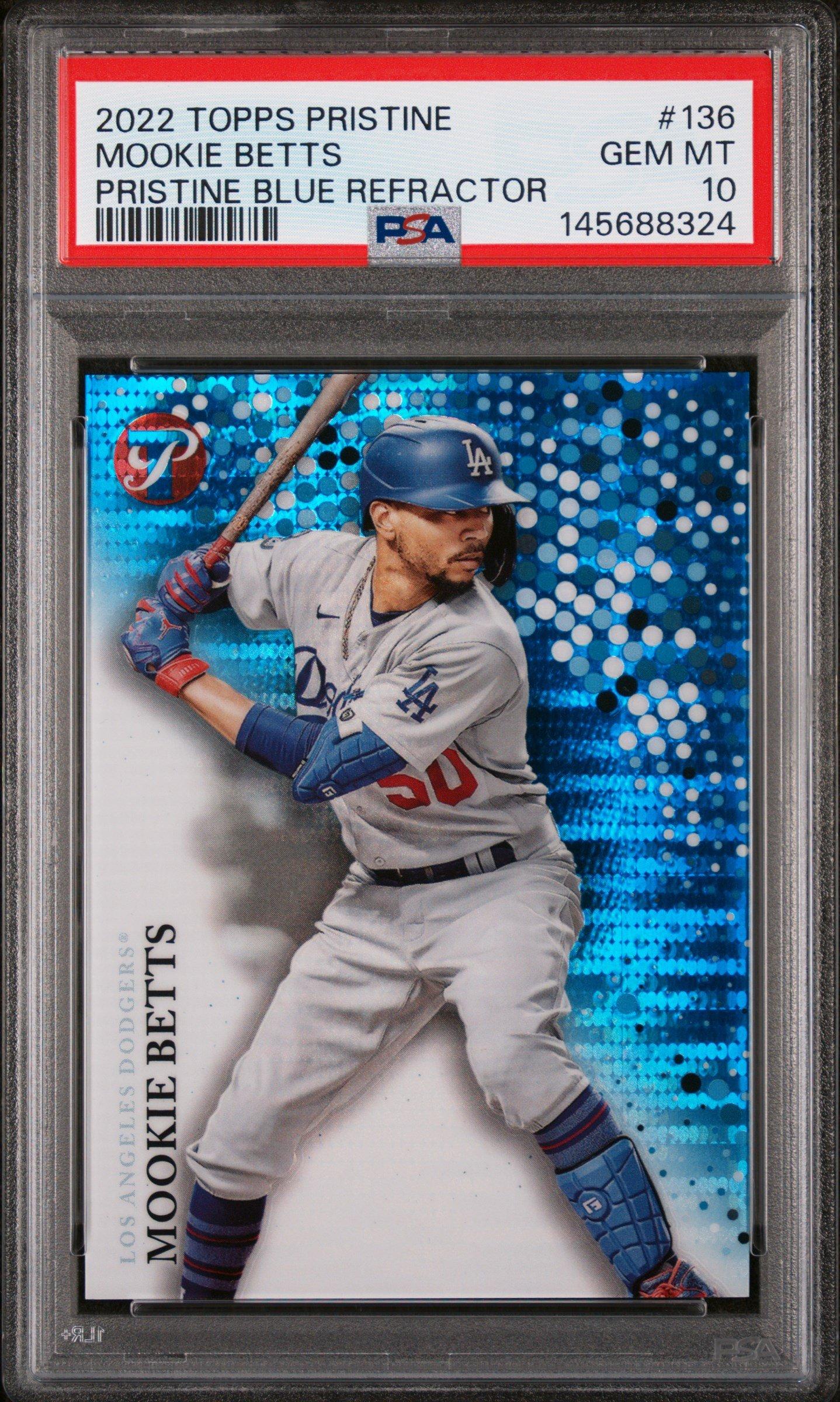 2022 Topps Pristine 136 Mookie Betts Pristine Blue Refractor PSA 10