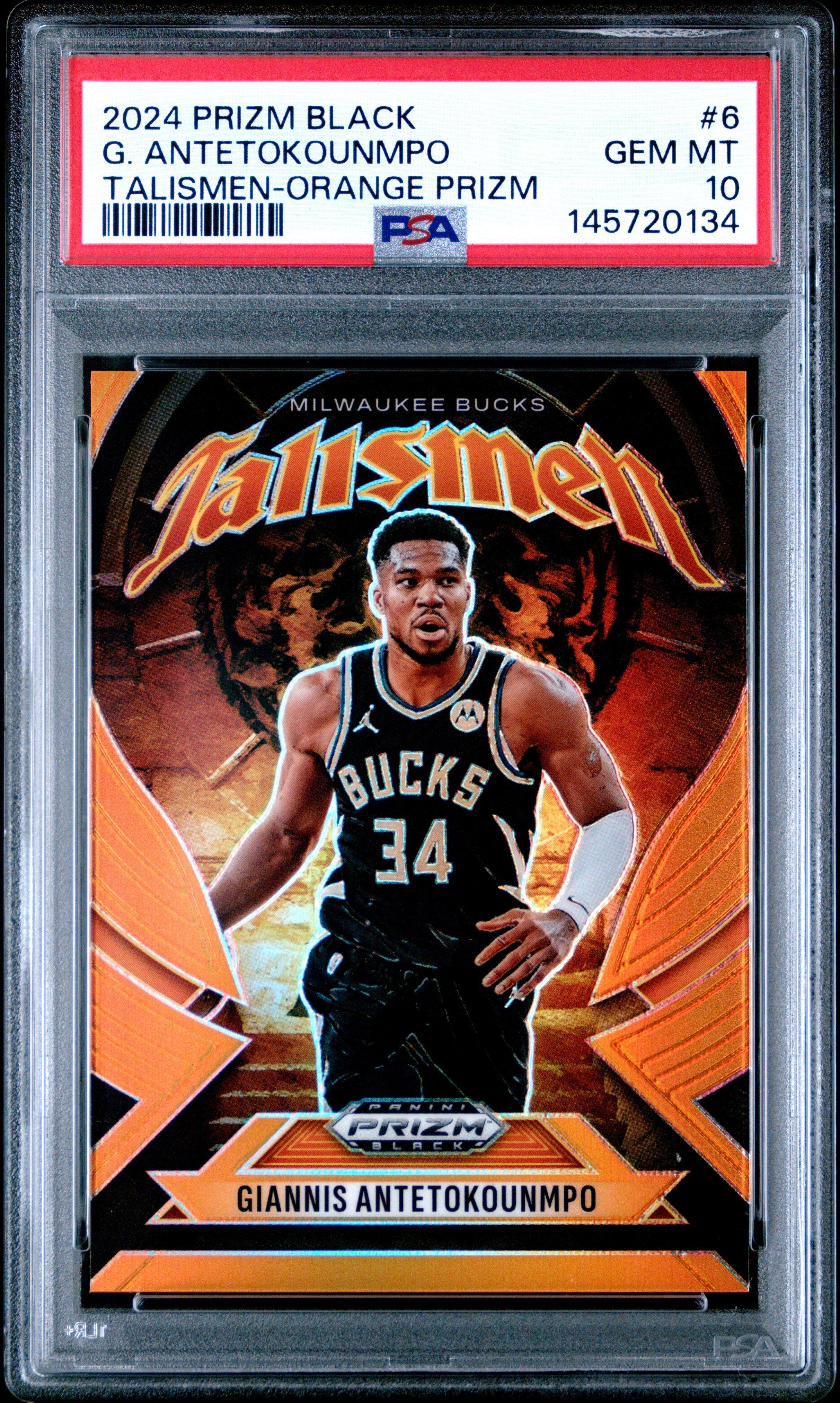 2024 Panini Prizm Black Talismen 6 Giannis Antetokounmpo Orange