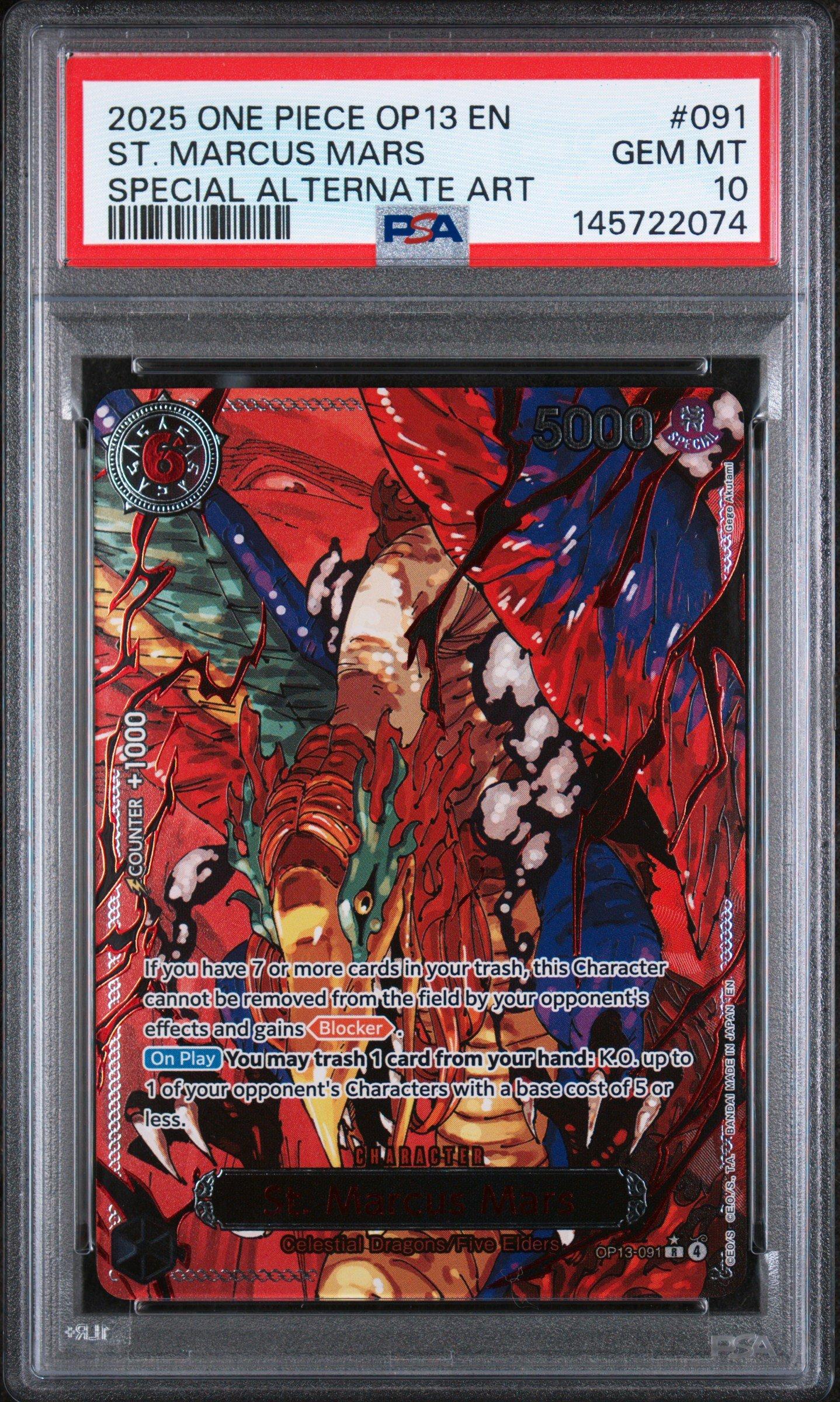 2025 One Piece Op13-carrying On His Will 091 St. Marcus Mars Special Alternate Art PSA 10