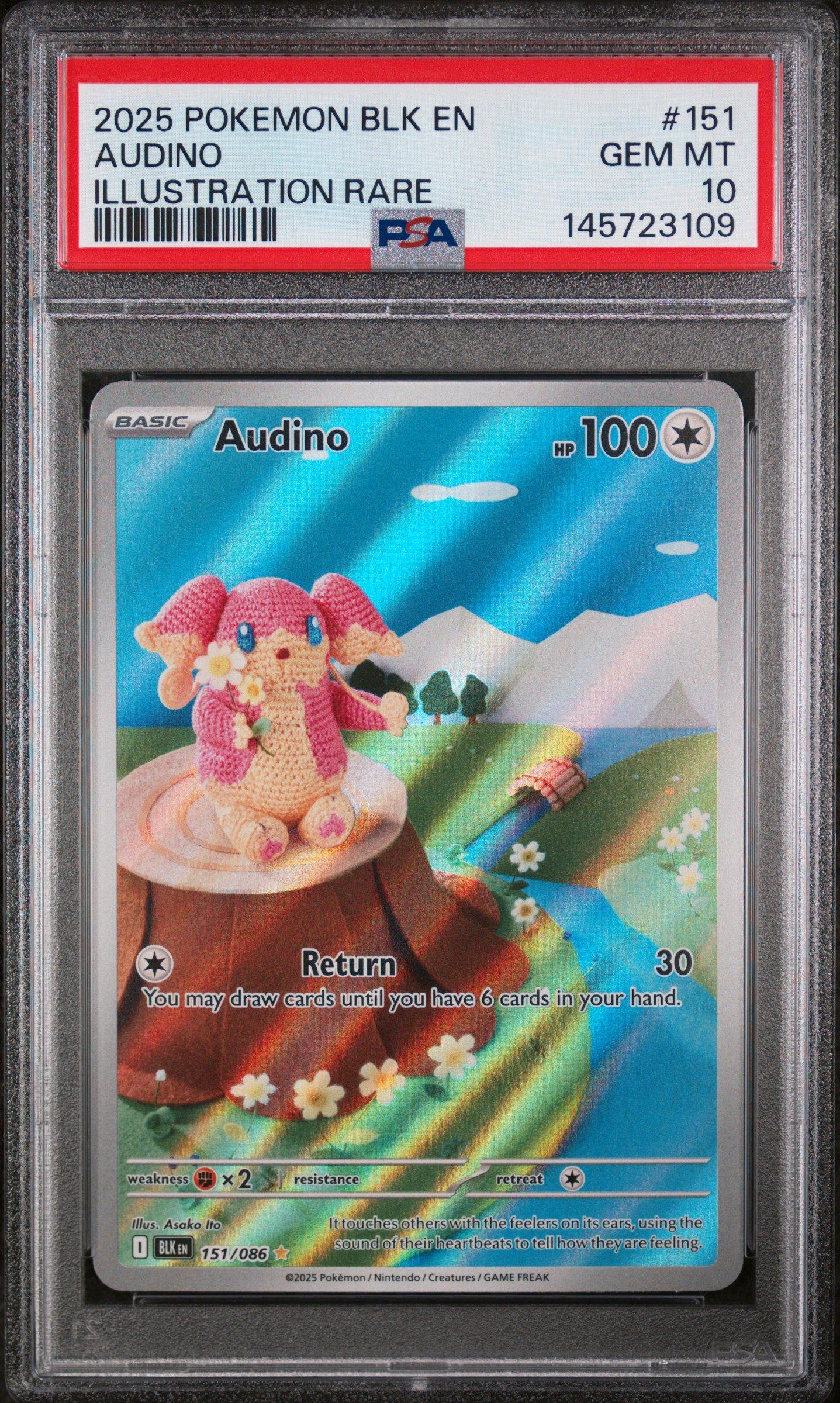 2025 Pokemon Blk En-black Bolt 151 Audino Illustration Rare PSA 10