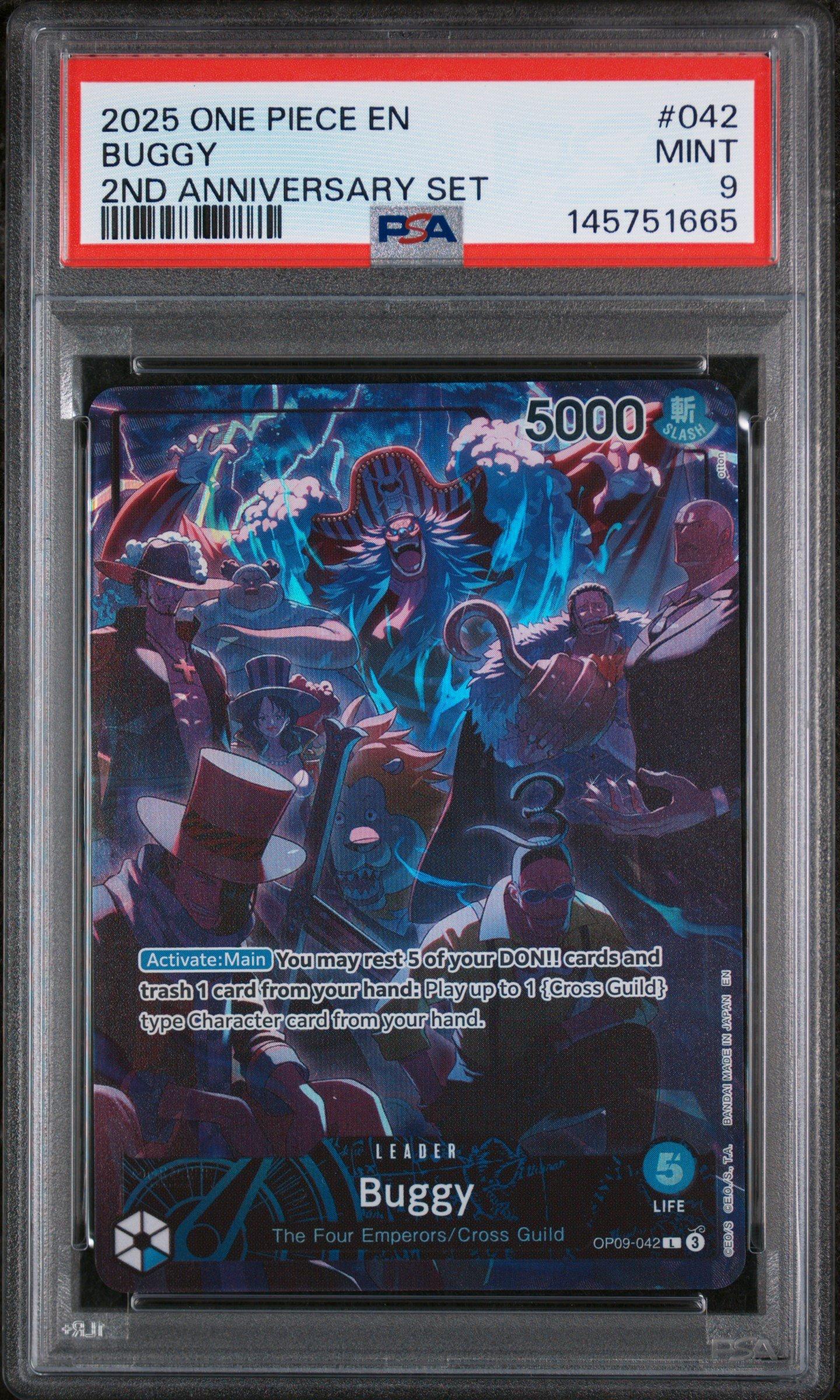 2025 One Piece English Version 2nd Anniversary Set 042 Buggy PSA 9