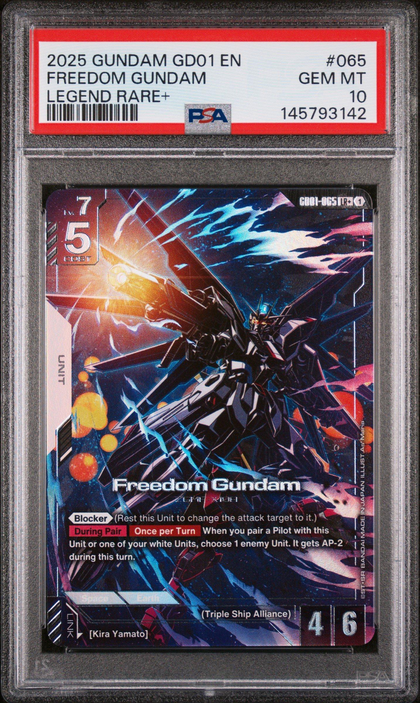 2025 Gundam Newtype Rising 065 Freedom Gundam Legend Rare+ PSA 10
