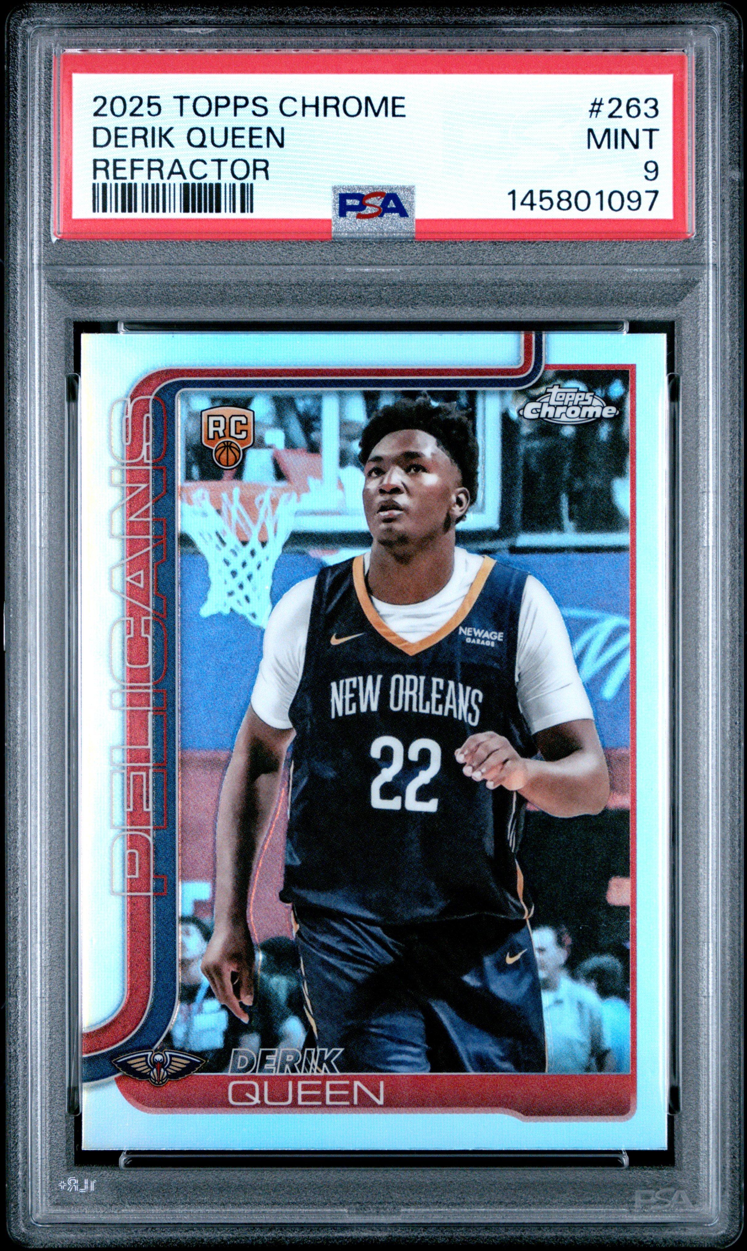 2025 Topps Chrome 263 Derik Queen Refractor PSA 9 Graded Card
