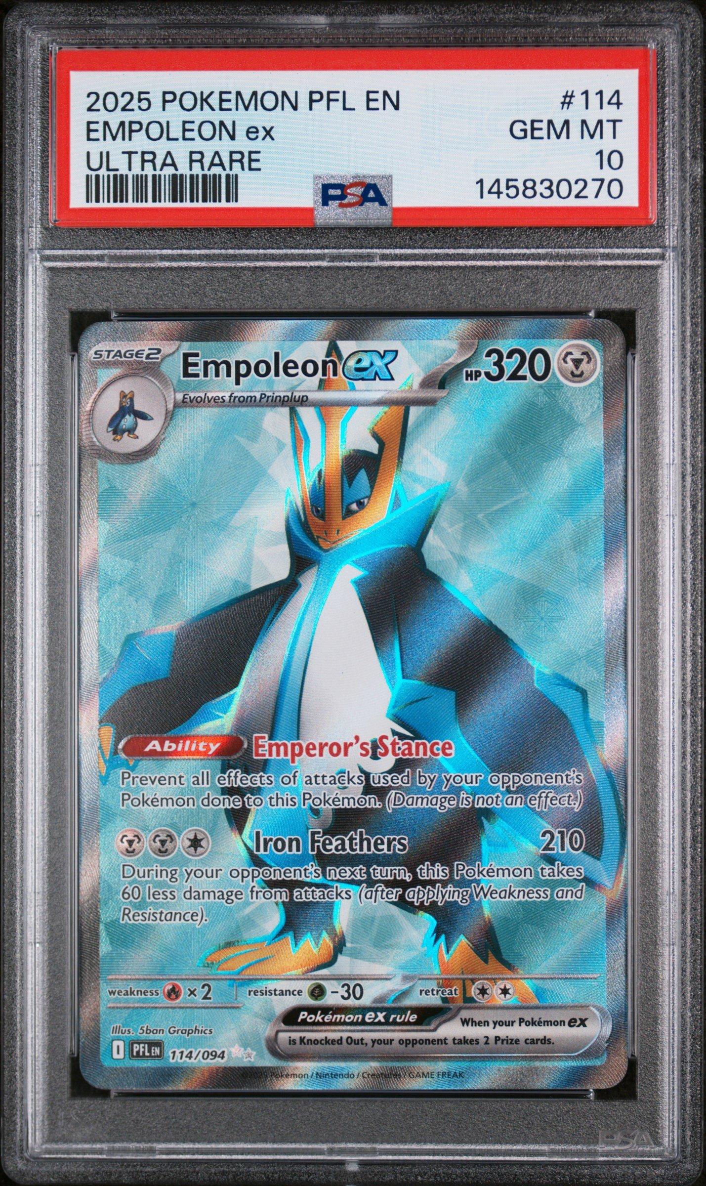2025 Pokemon Pfl En-phantasmal Flames 114 Empoleon Ex Ultra Rare PSA 10