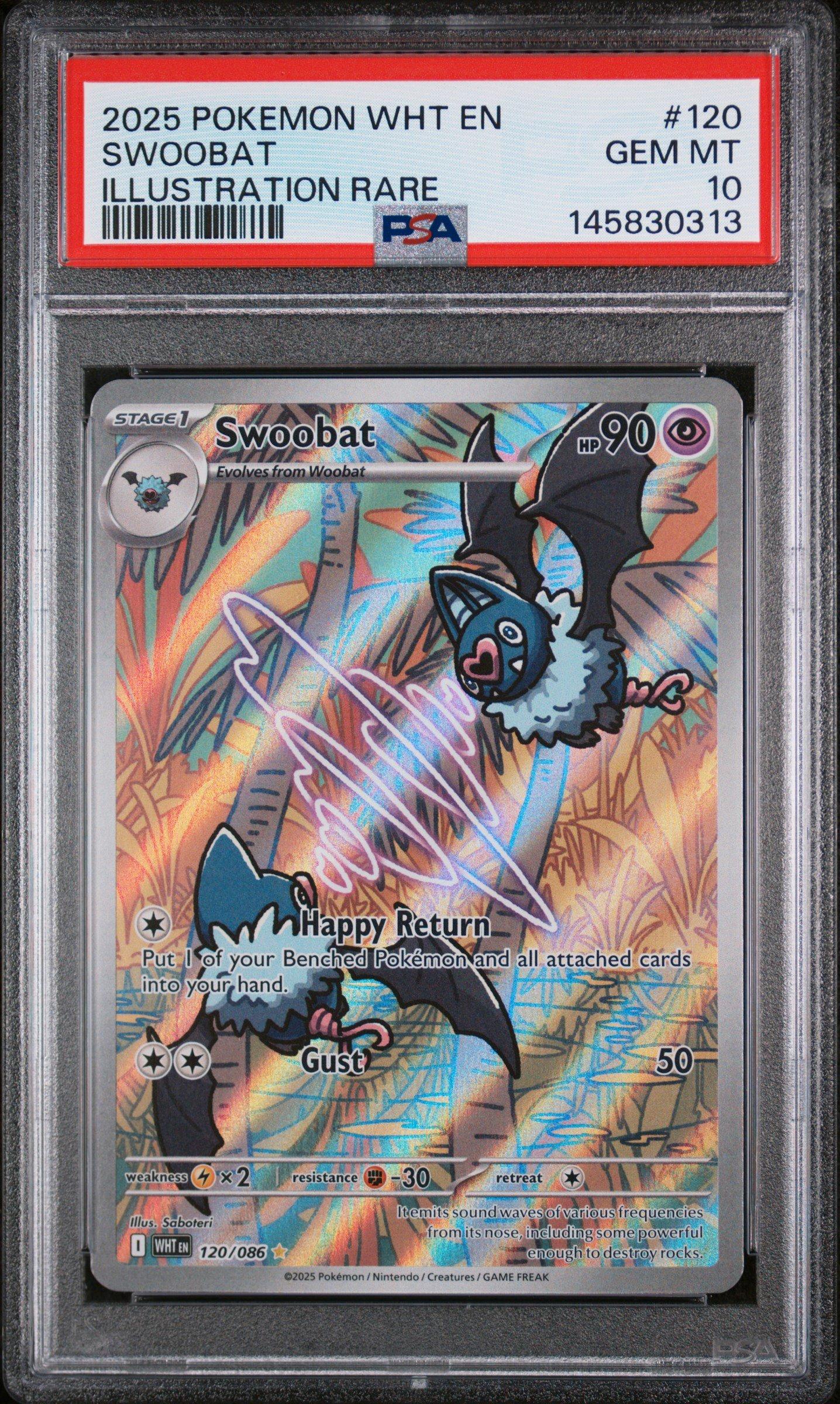 2025 Pokemon Wht En-white Flare 120 Swoobat Illustration Rare PSA 10