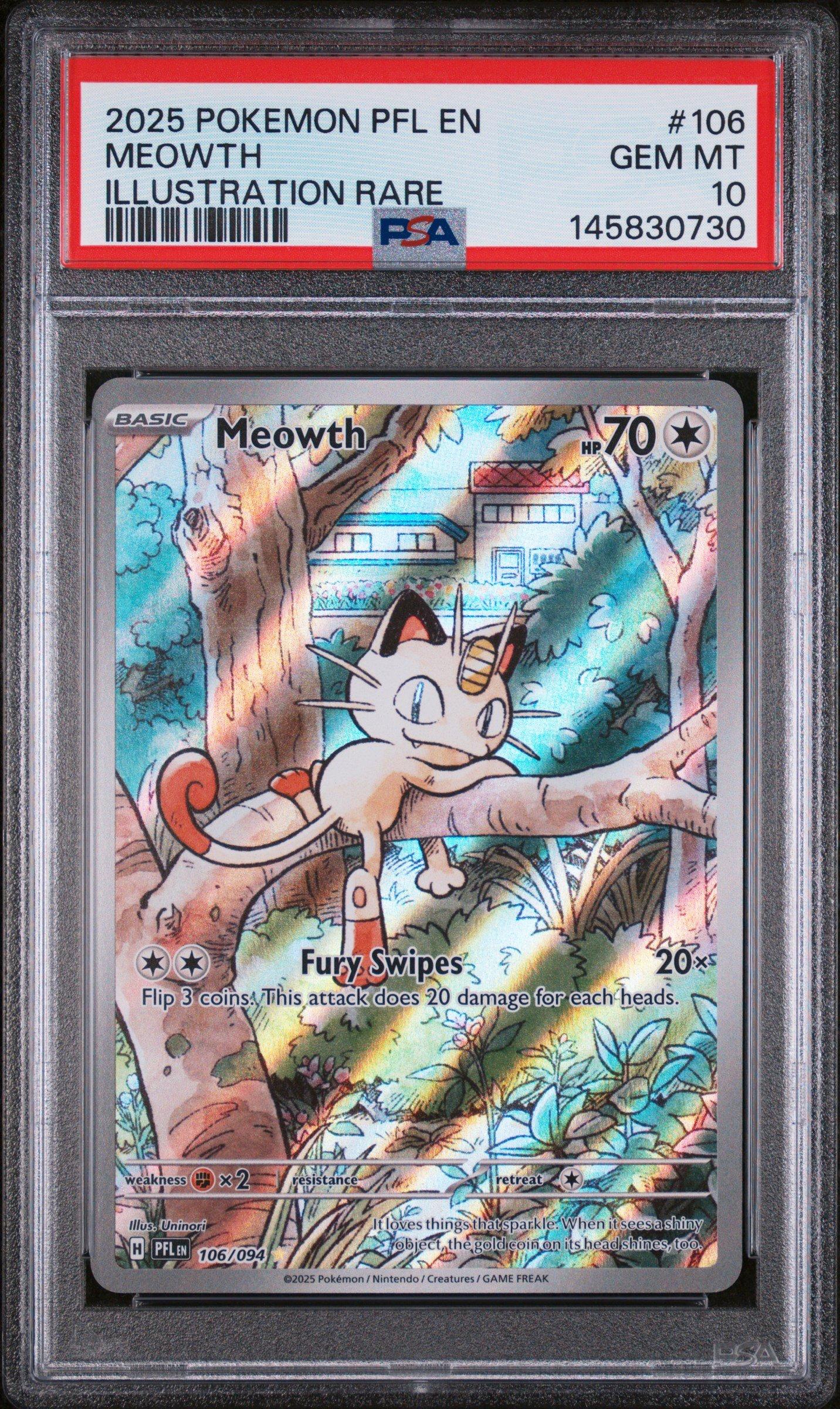 2025 Pokemon Pfl En-phantasmal Flames 106 Meowth Illustration Rare