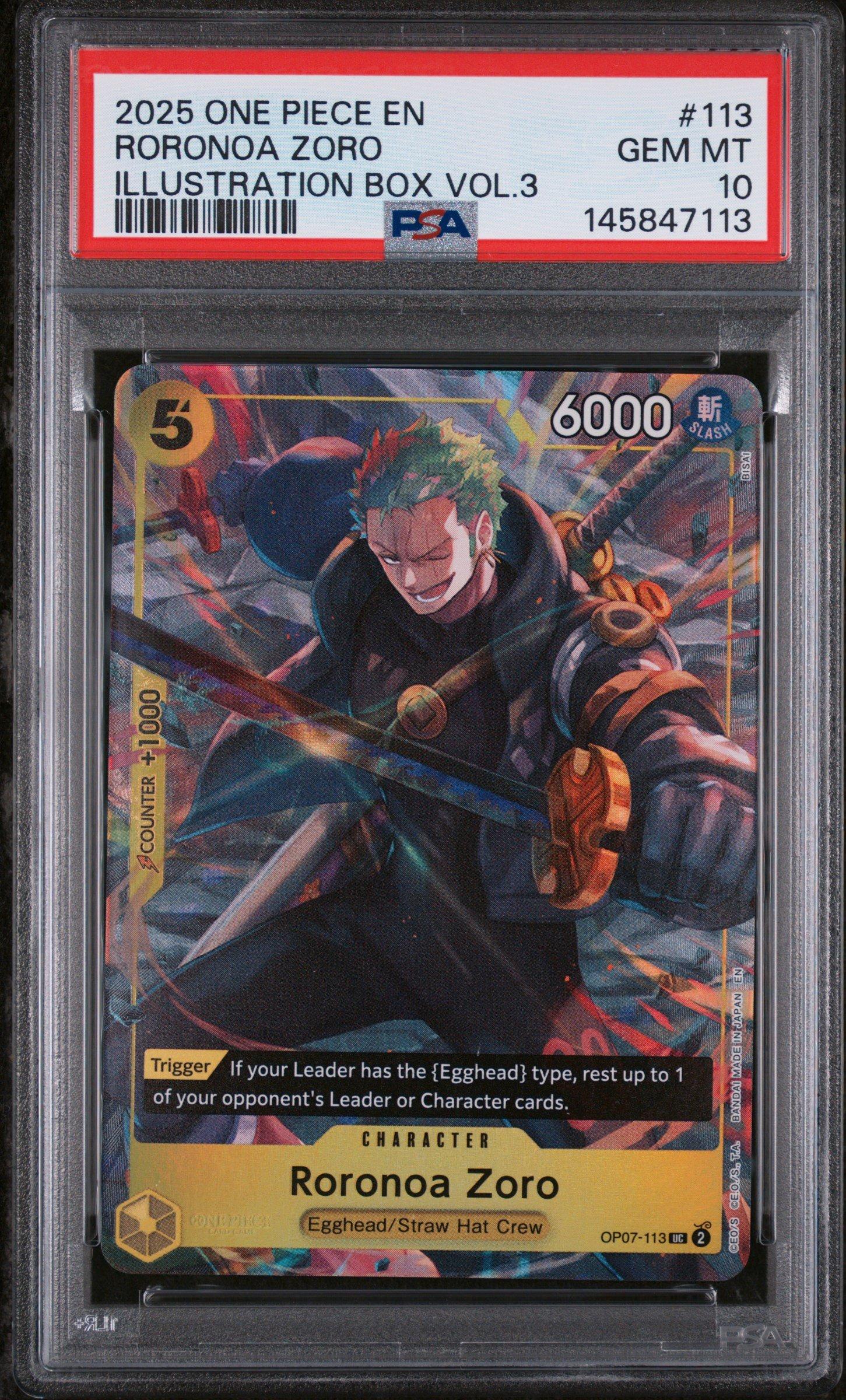 ドラゴンボールカード Psa10 2025 ONE PIECE Roronoa Zoro 2025 One Piece Promos 113 Roronoa Zoro Illustration Box Vol.3 PSA