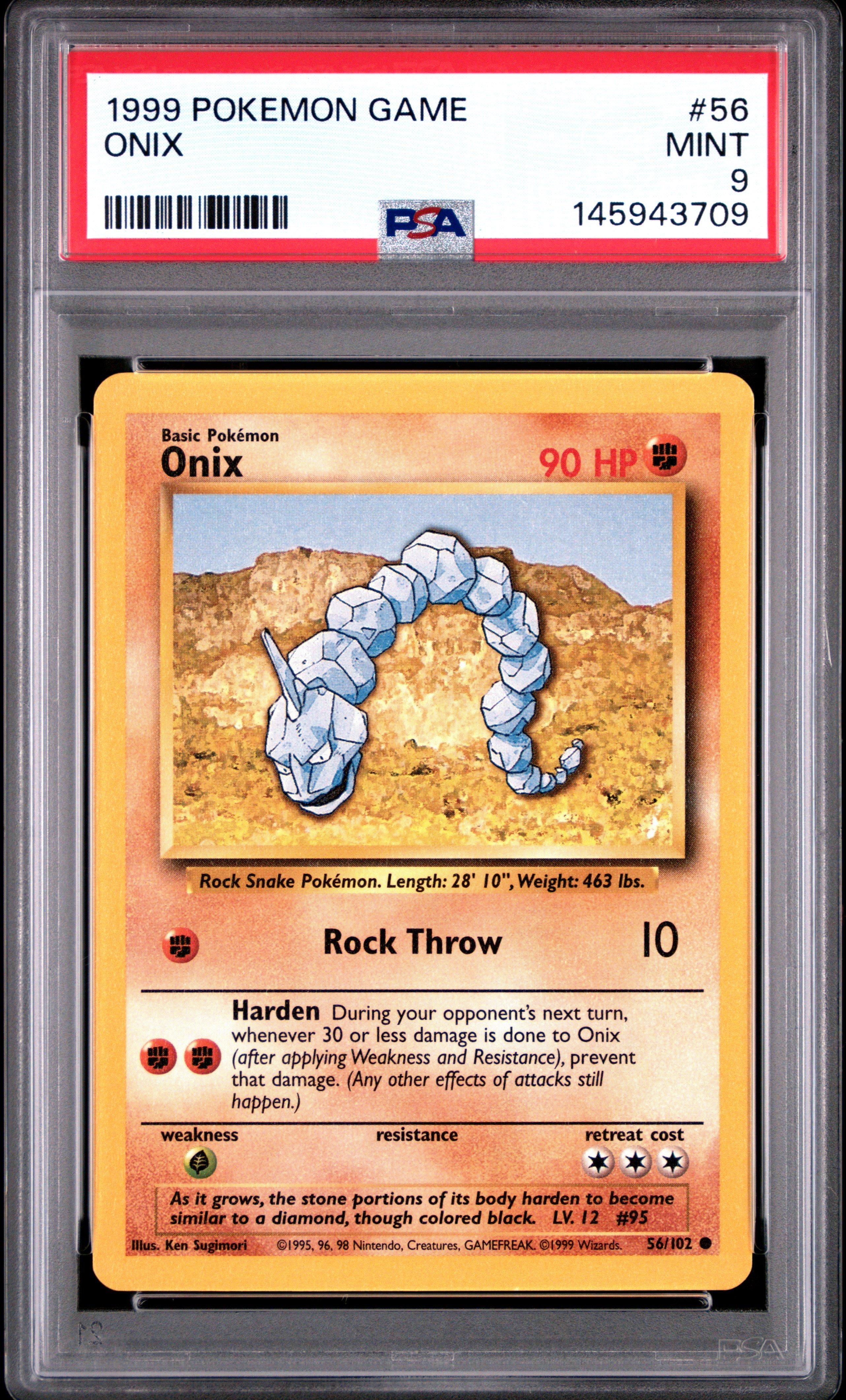 ポケモンカードゲーム PSA9 Onix Shadowless 1999 Pokemon Card 1999 Pokemon Game 56 Onix PSA 9 Graded Card | GameStop
