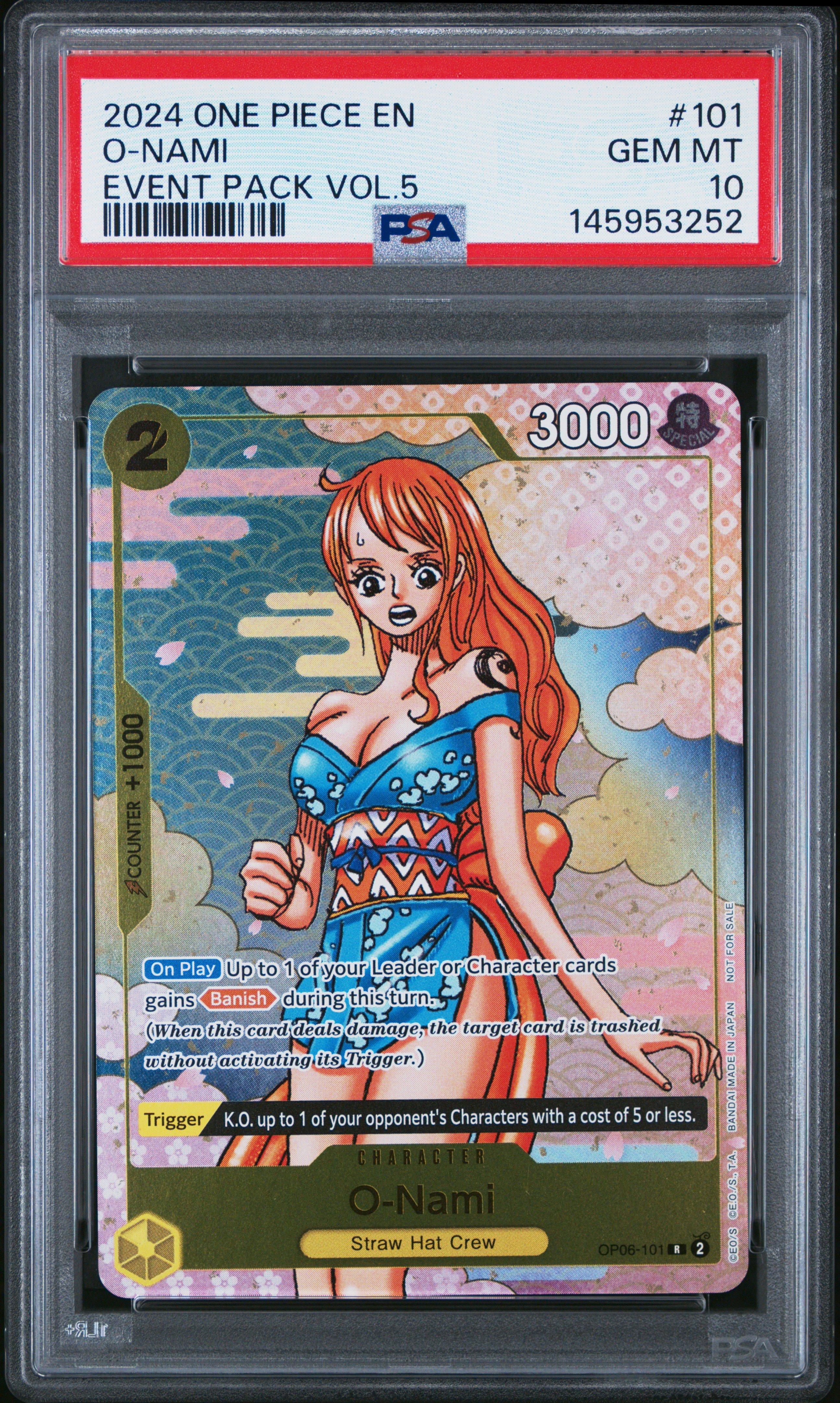 2024 One Piece Event Pack Vol.5 101 O-nami PSA 10 Graded Card