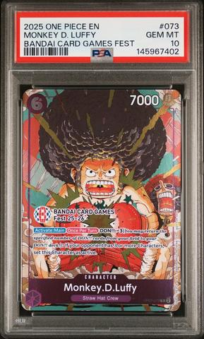 2025 One Piece Promos 073 Monkey D. Luffy Bandai Card Games Fest