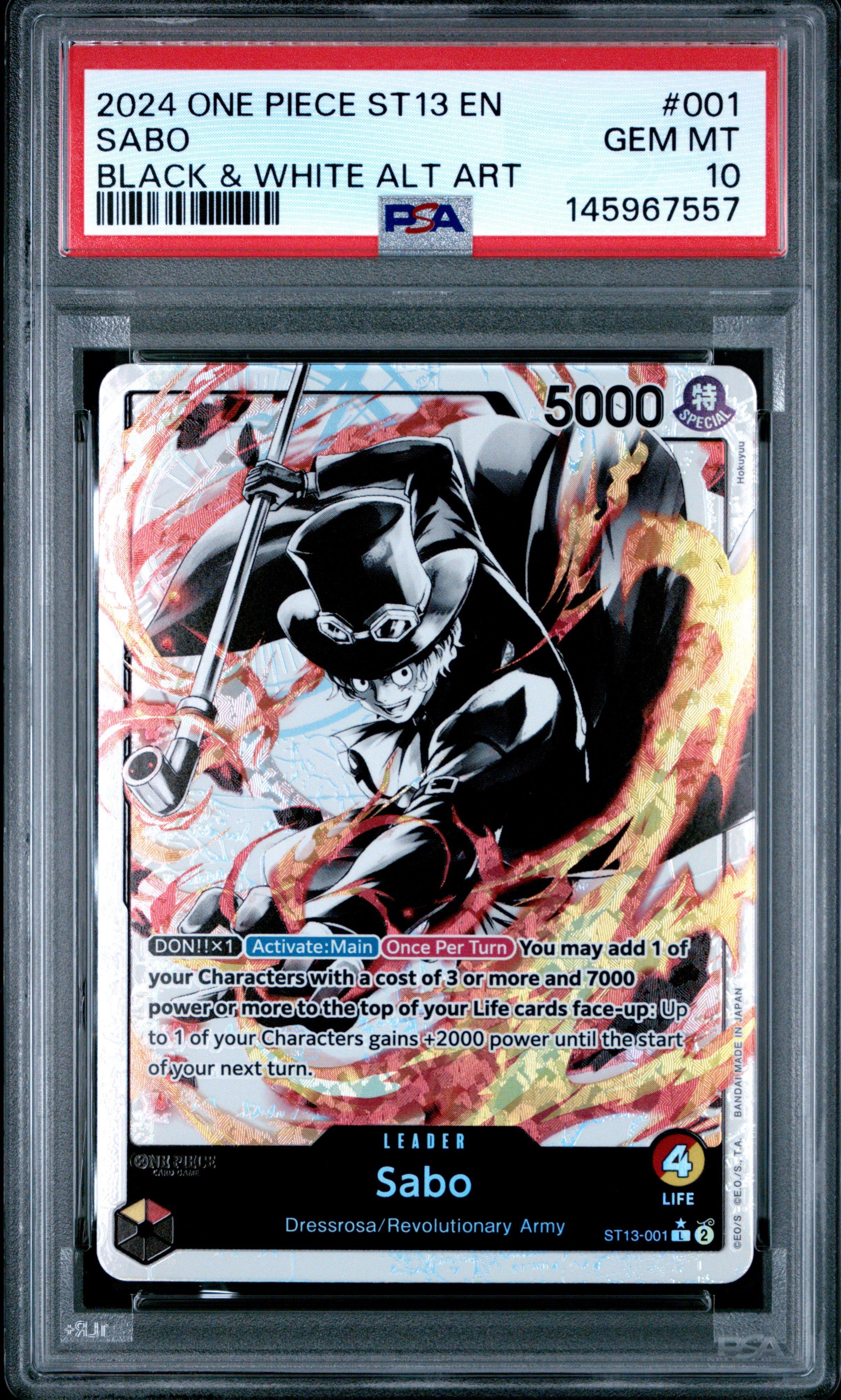 PSA10 サボ ST13-007 白黒 ワンピースカード ワンピース Sabo - ST13-007 (Pirate Foil) - Premium Booster -The Best- Vol. 2
