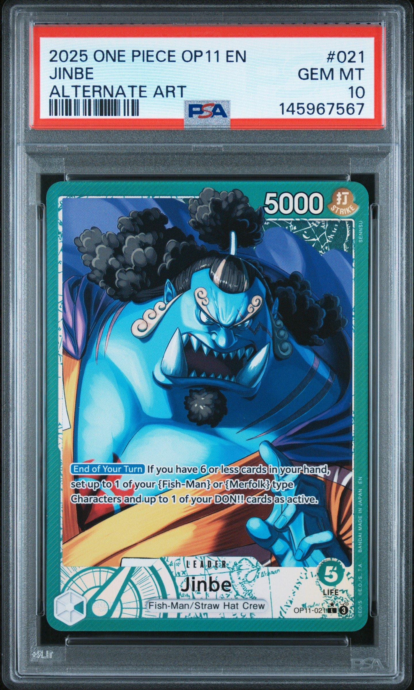 2025 One Piece Op11-a Fist Of Divine Speed 021 Jinbe Alternate Art