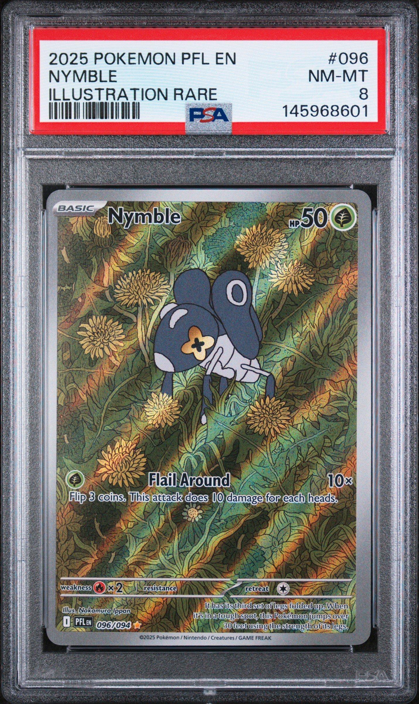 2025 Pokemon Pfl En-phantasmal Flames 096 Nymble Illustration Rare PSA