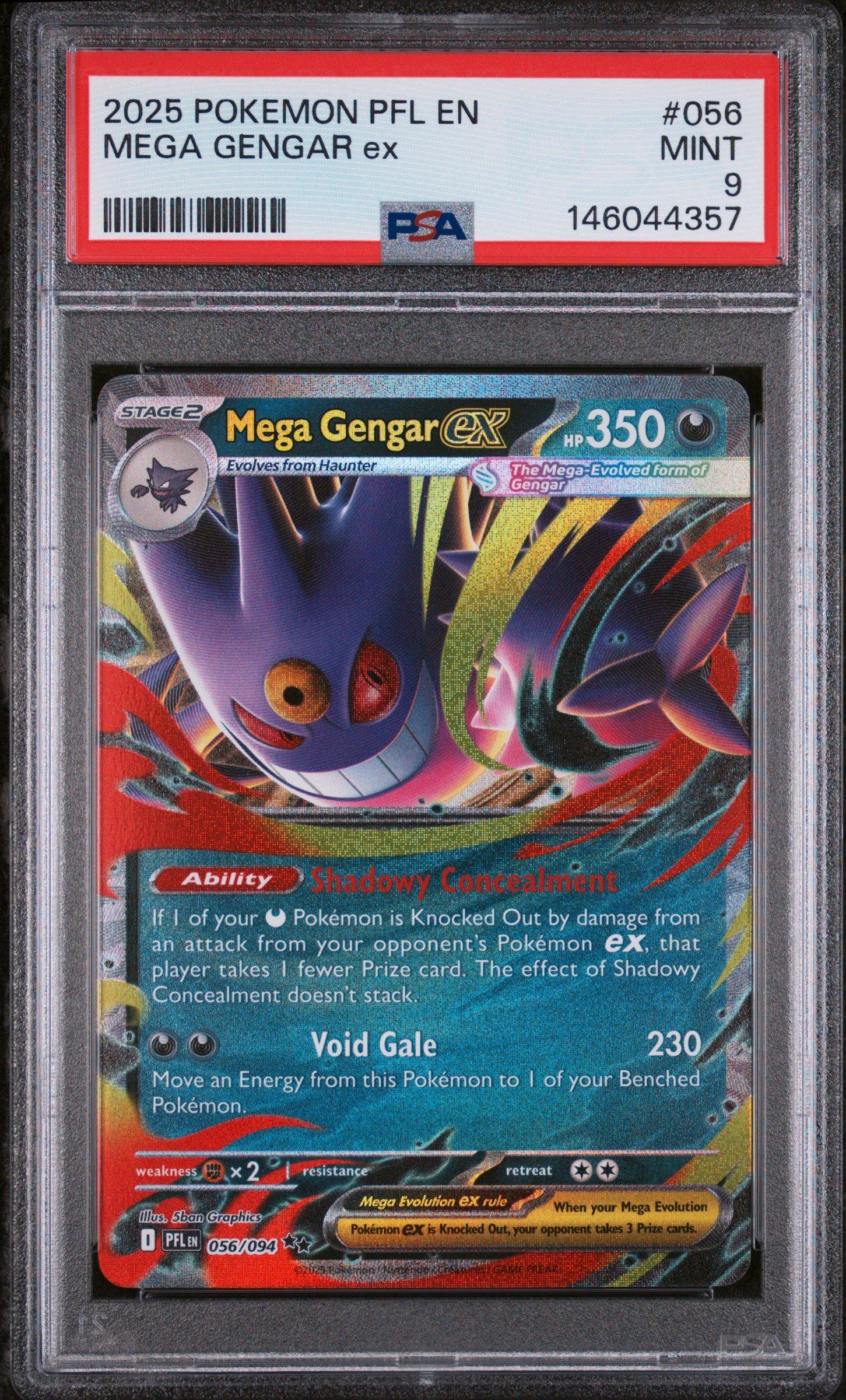 2025 Pokemon Pfl En-phantasmal Flames 056 Mega Gengar Ex PSA 9