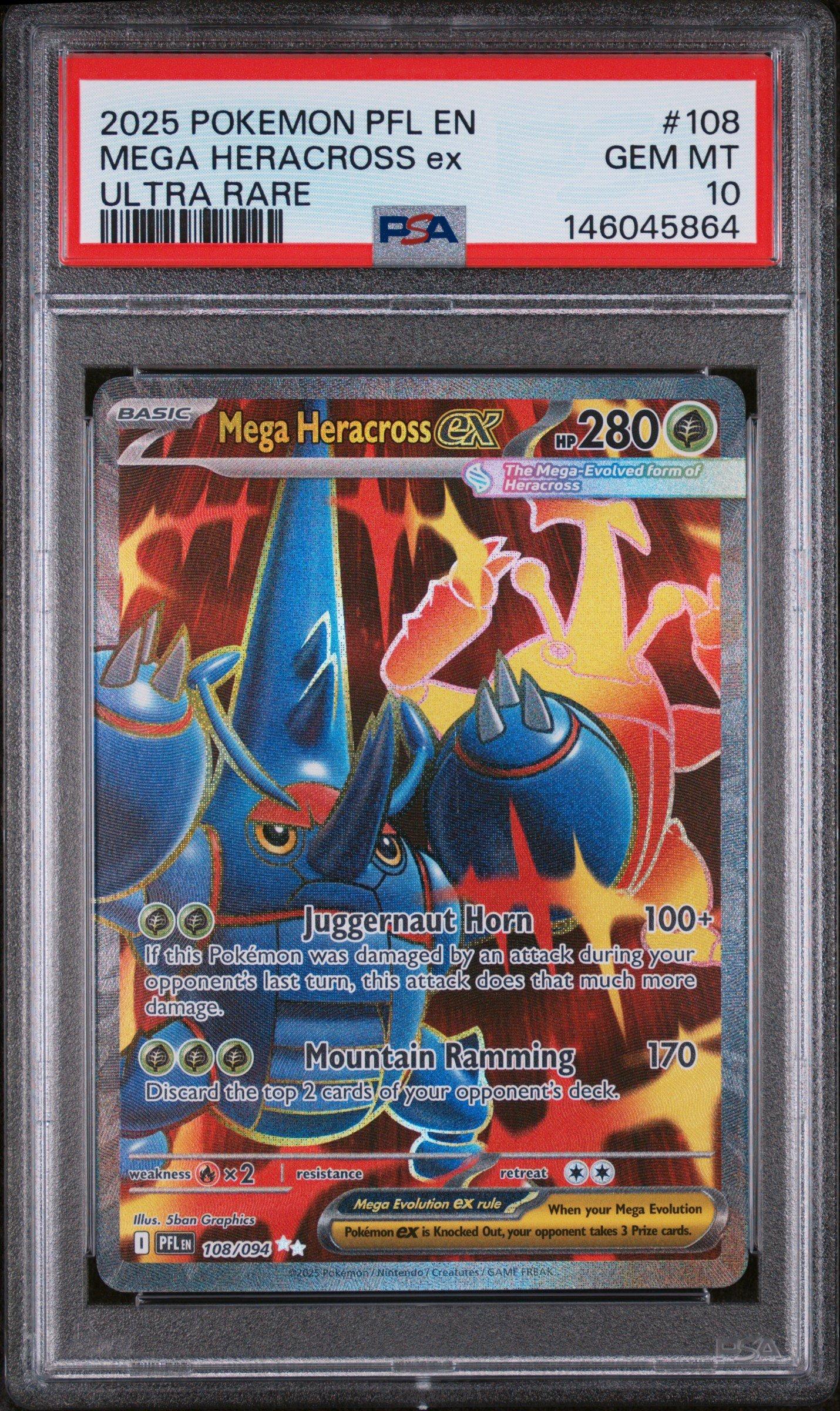 2025 Pokemon Pfl En-phantasmal Flames 108 Mega Heracross Ex Ultra