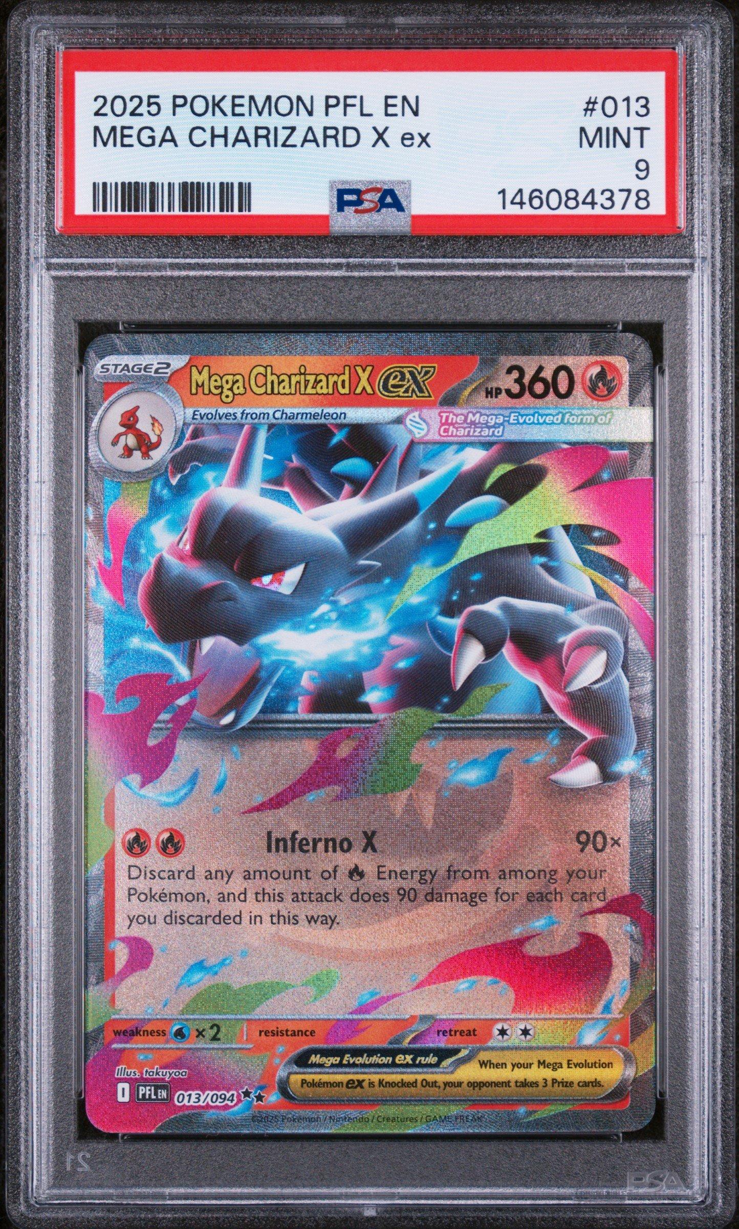 2025 Pokemon Pfl En-phantasmal Flames 013 Mega Charizard X Ex PSA