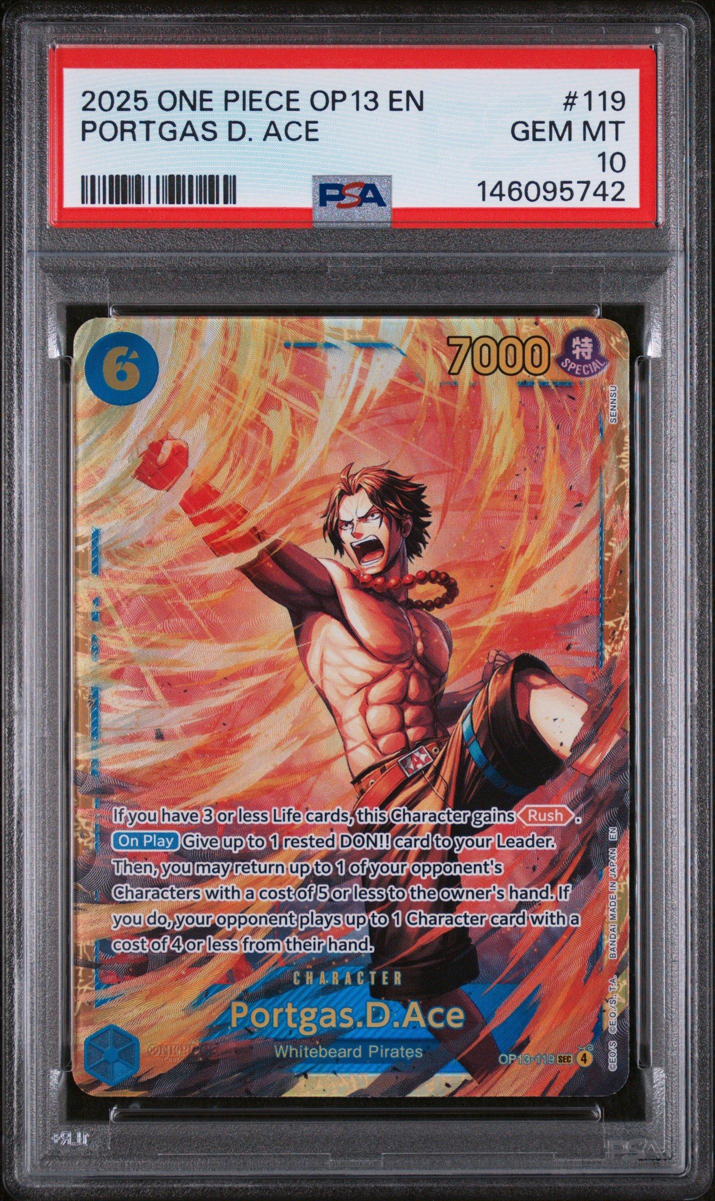 2025 One Piece Op13-carrying On His Will 119 Portgas D. Ace PSA 10