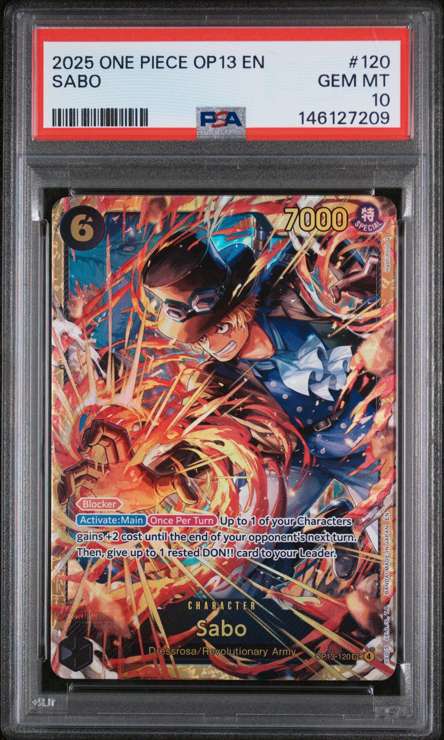 2025 One Piece Op13-carrying On His Will 120 Sabo PSA 10 Graded