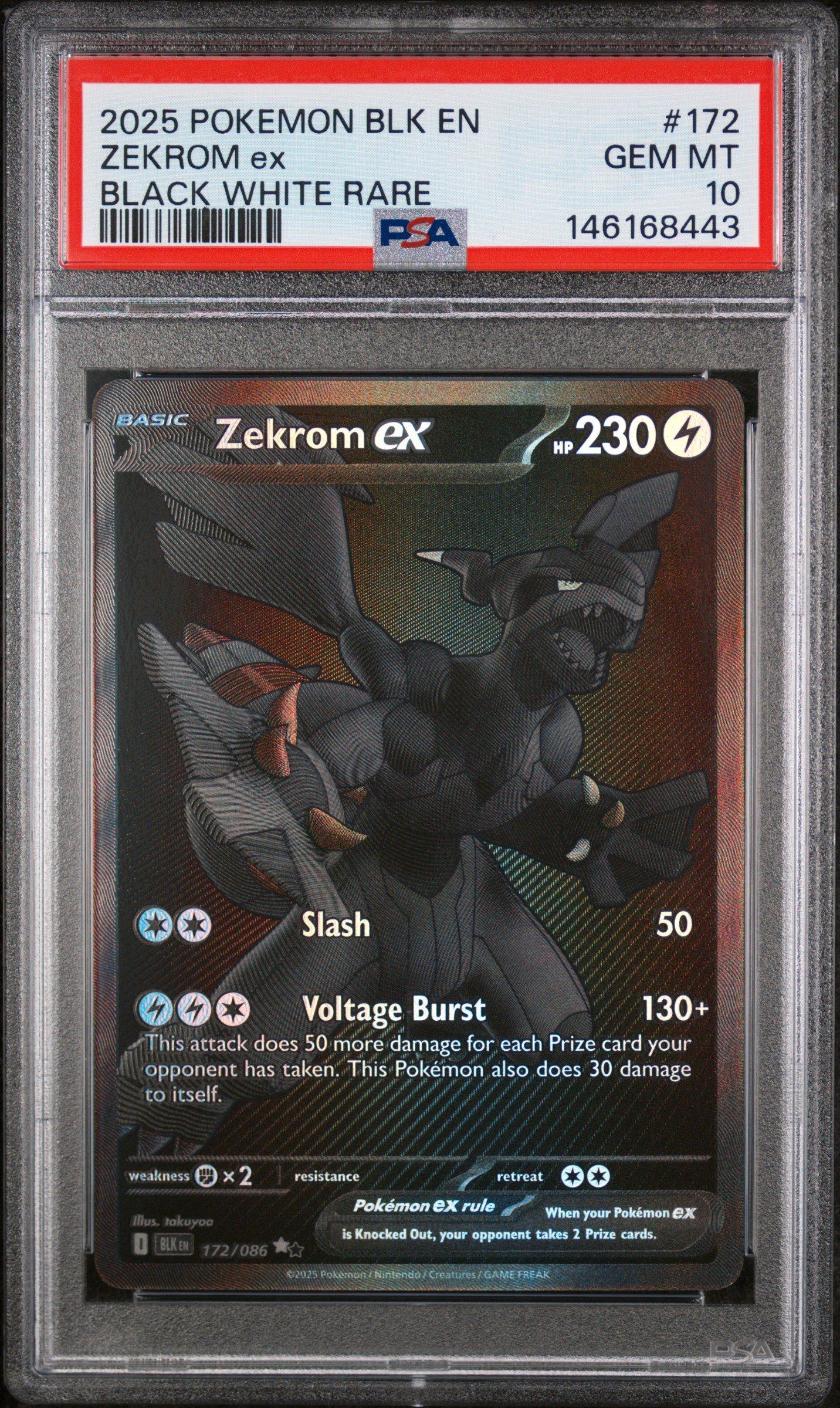 2025 Pokemon Blk En-black Bolt 172 Zekrom Ex Black White Rare PSA