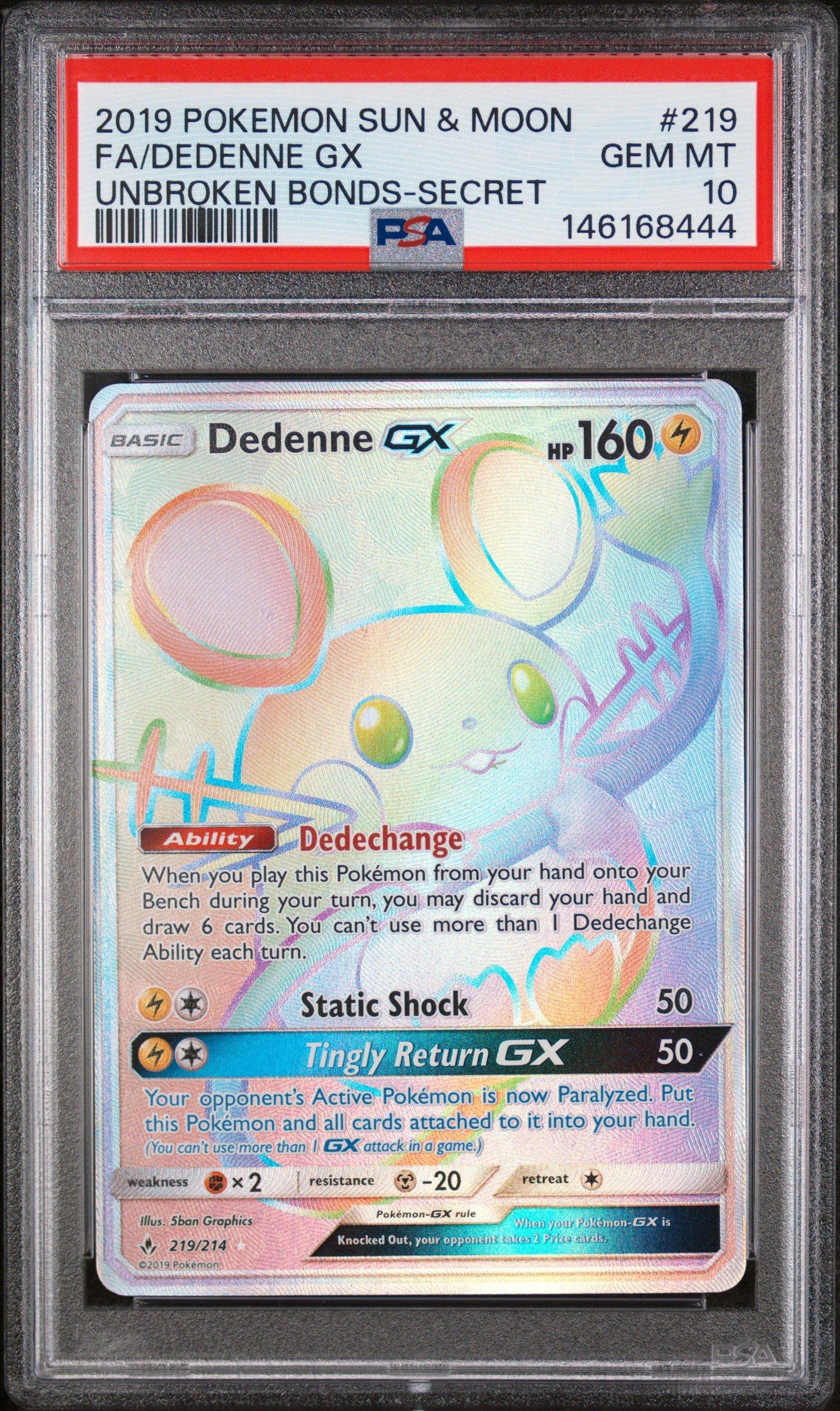 2019 Pokemon Sun & Moon Unbroken Bonds 219 Full Art/dedenne Gx