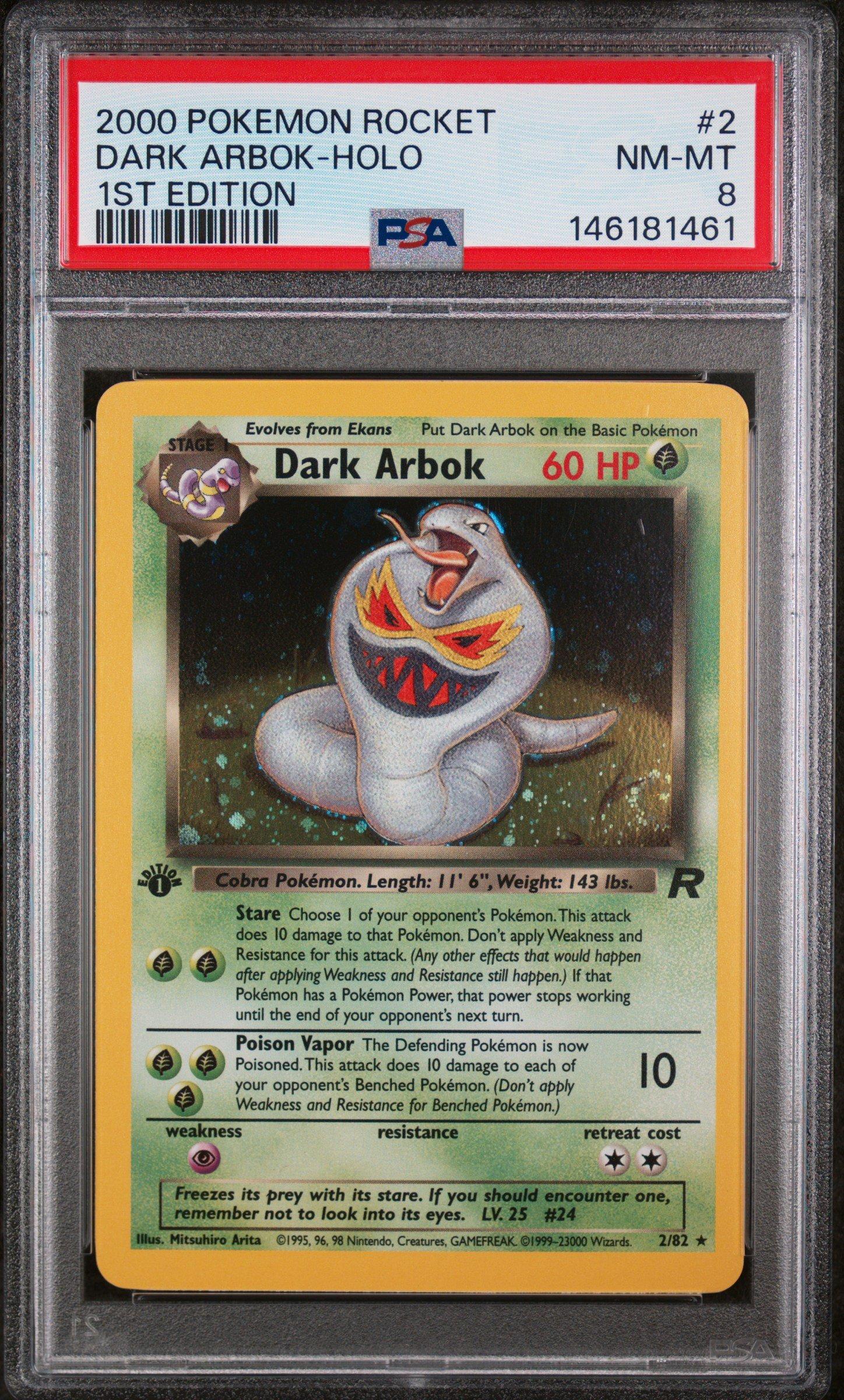 2000 Pokemon Rocket 2 Dark Arbok-holo 1st Edition PSA 8