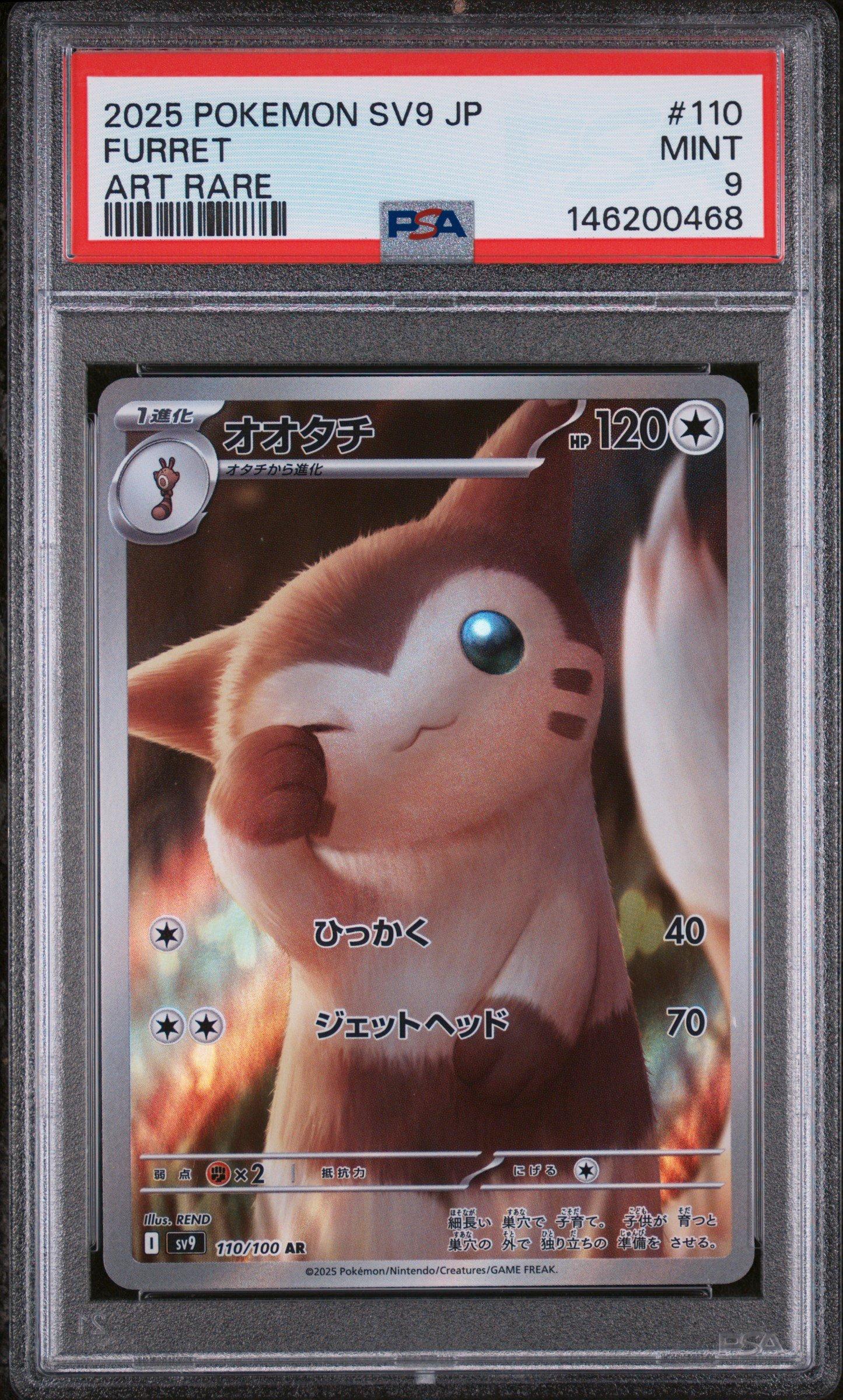 2025 Pokemon Japanese Sv9-battle Partners 110 Furret Art Rare PSA