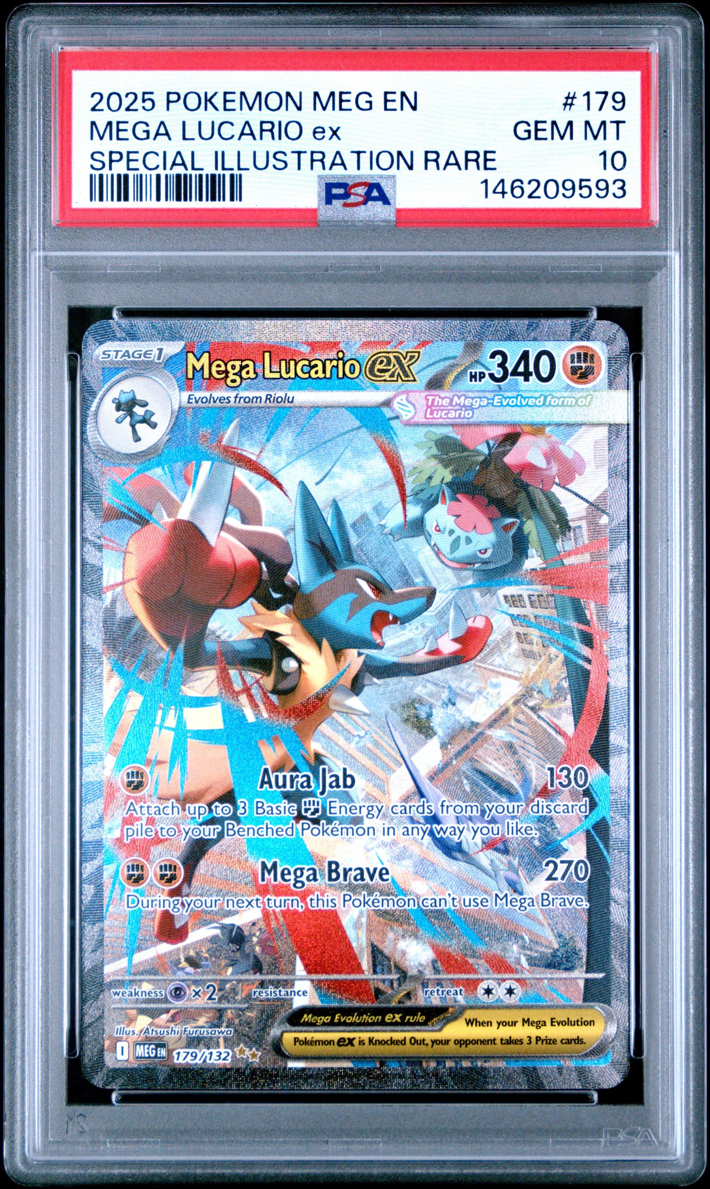 MEGA LUCARIO ex ポケモンカード GEM MT 10 2025 Pokemon Meg En-mega Evolution 179 Mega Lucario Ex Special