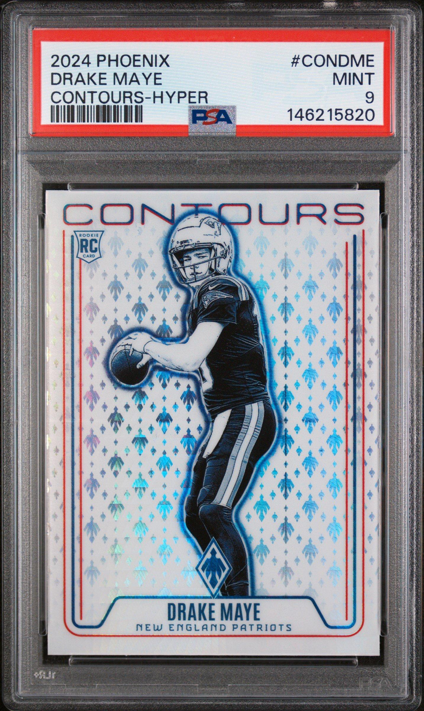 2024 Panini Phoenix Contours Condme Drake Maye Hyper PSA 9 Graded