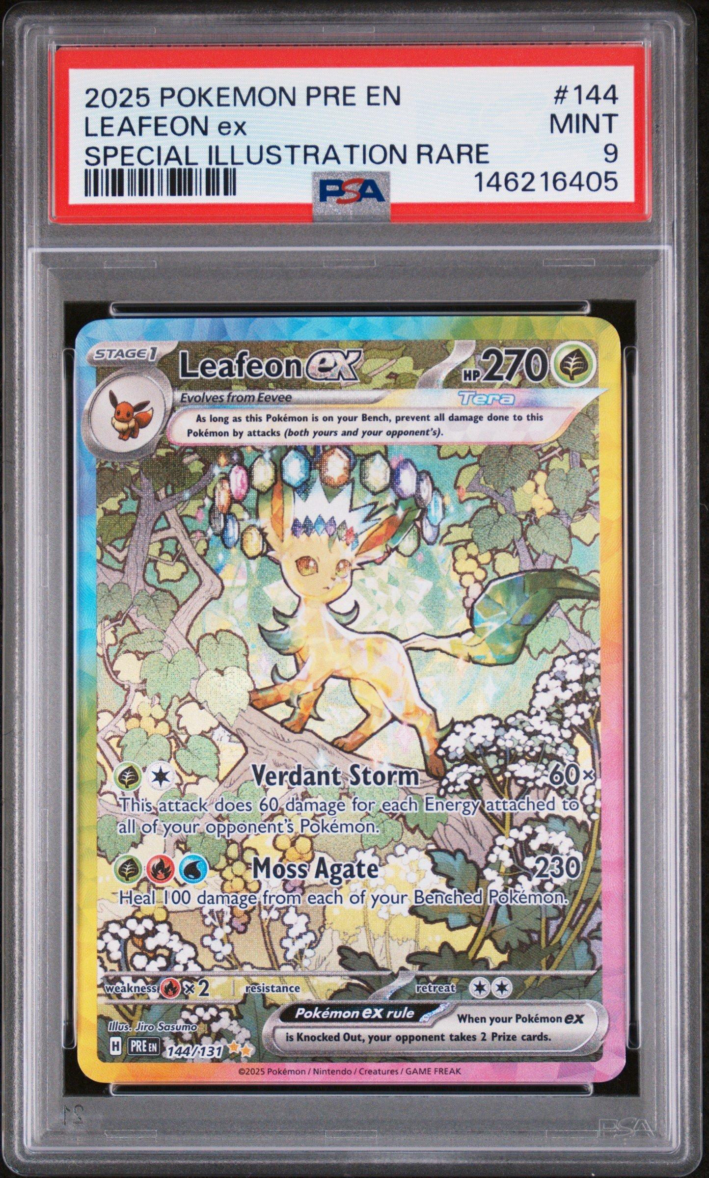 2025 Pokemon Pre En-prismatic Evolutions 144 Leafeon Ex Special  Illustration Rare PSA 9