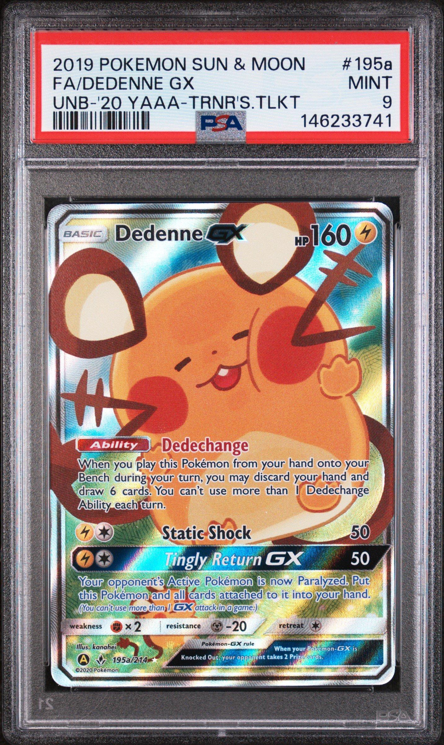 2019 Pokemon Sun & Moon Unbroken Bonds 195a Full Art/dedenne Gx