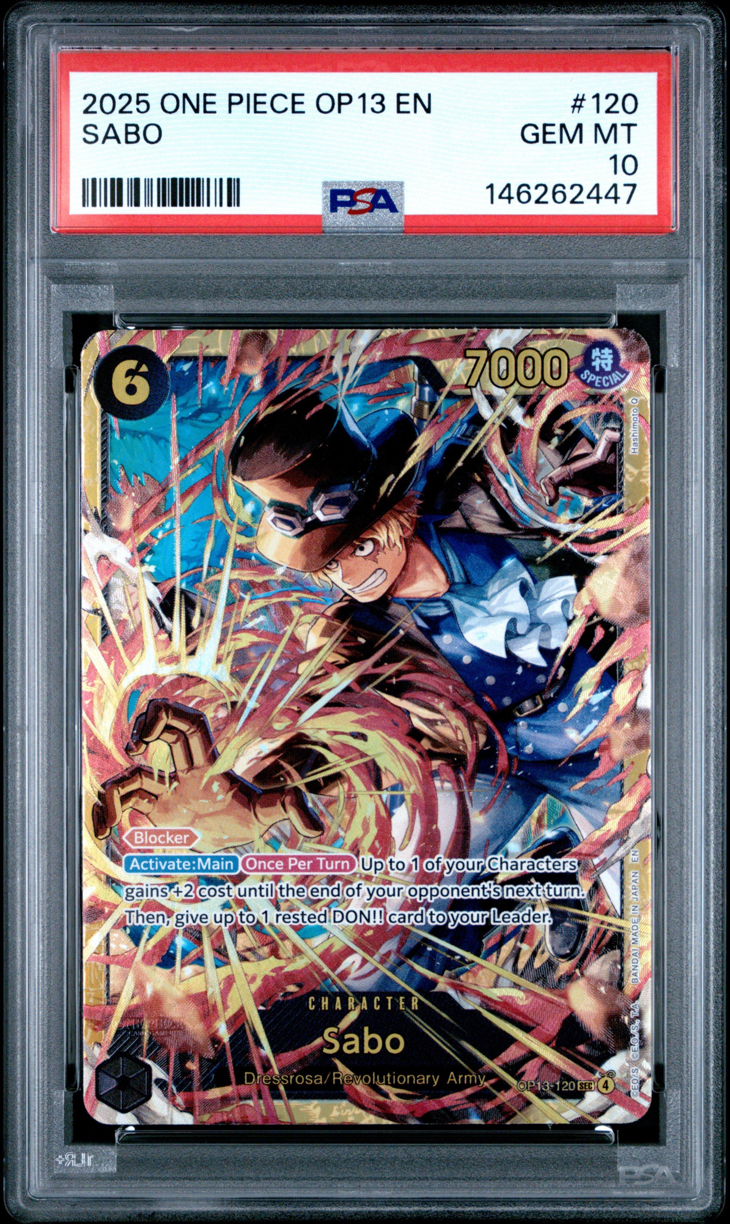 2025 One Piece Op13-carrying On His Will 120 Sabo PSA 10 Graded