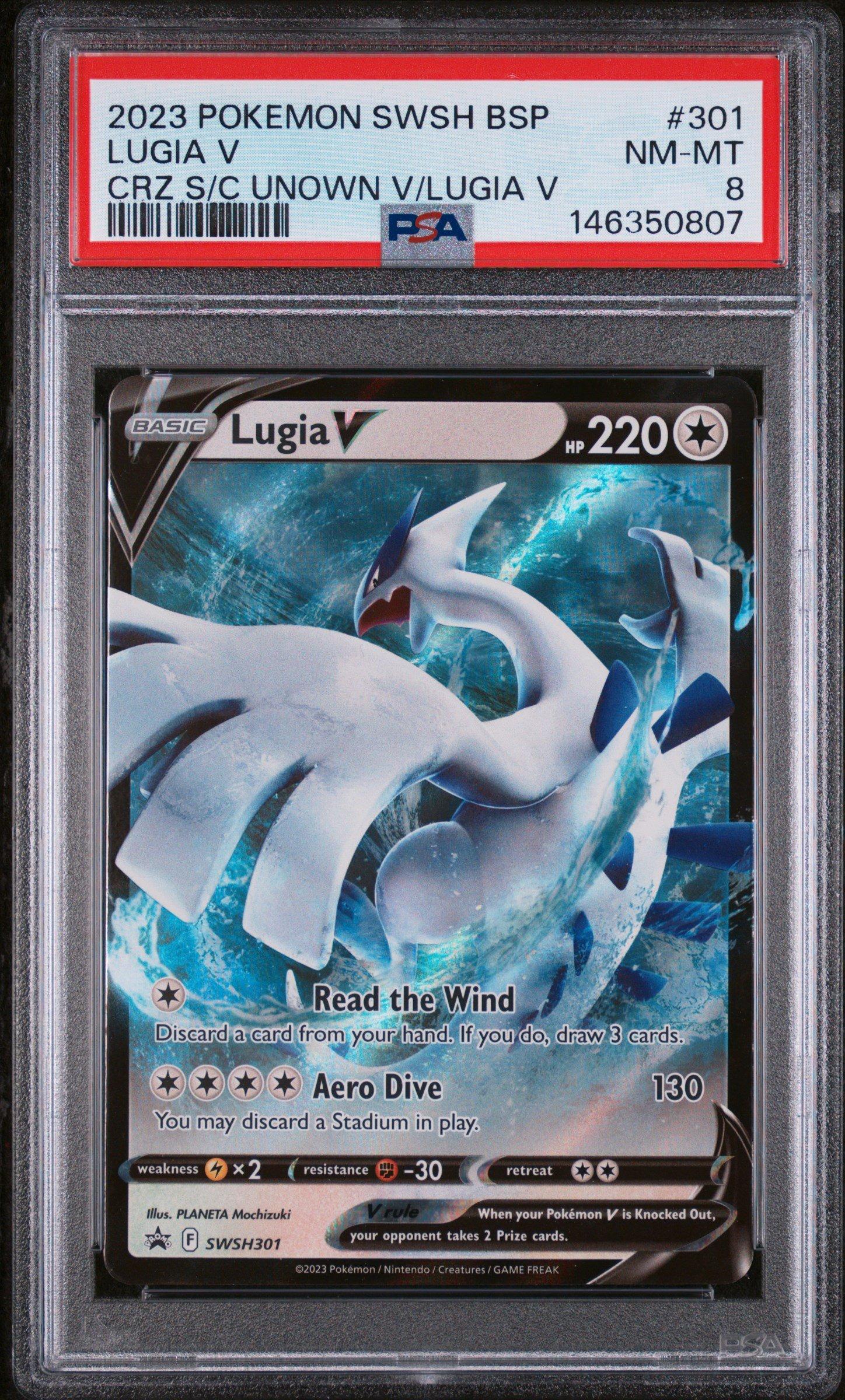 2023 Pokemon Swsh Black Star Promo 301 Lugia V Crown Zenith Special Collection Unown V & Lugia V PSA 8