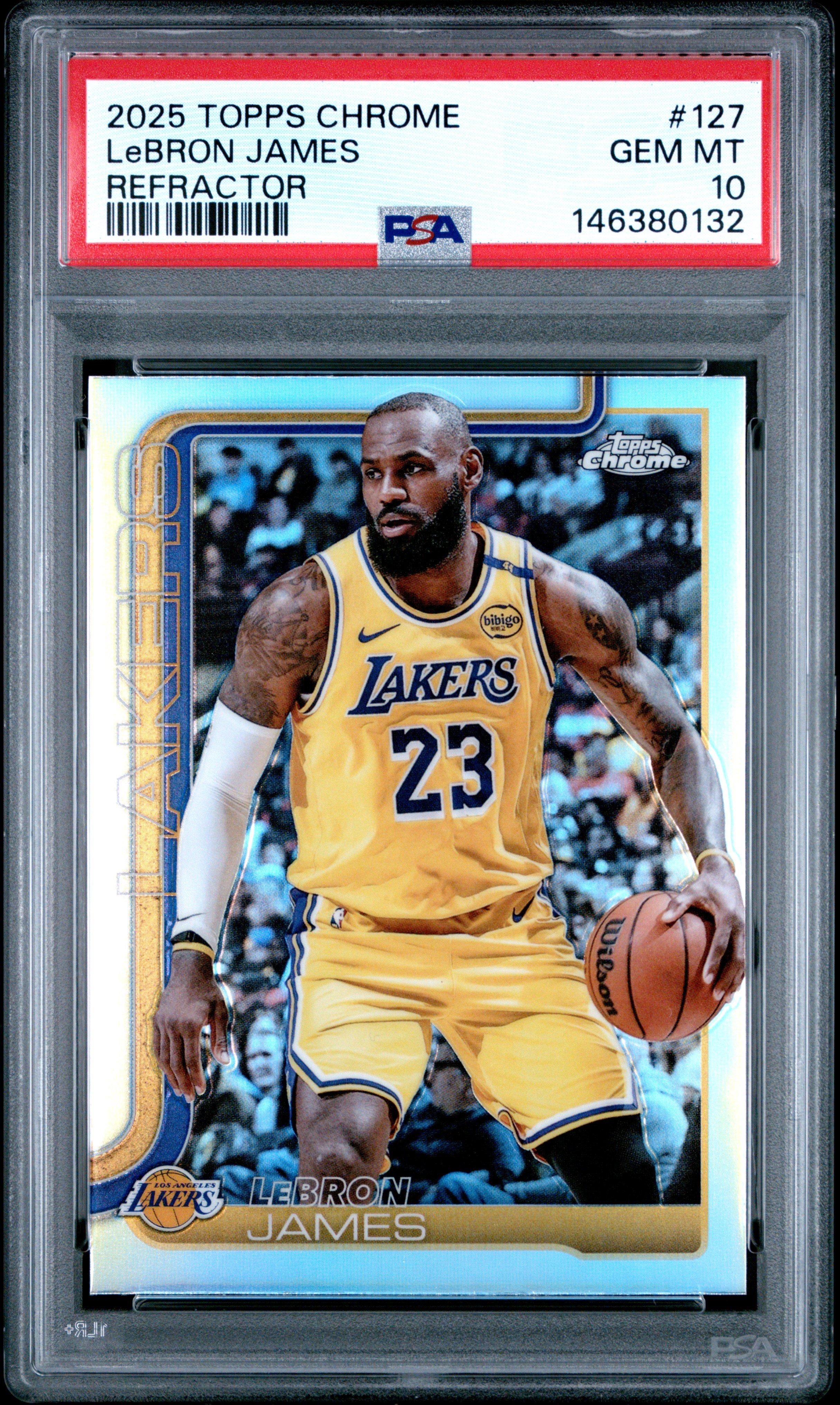 2025 Topps Chrome 127 Lebron James Refractor PSA 10 Graded Card