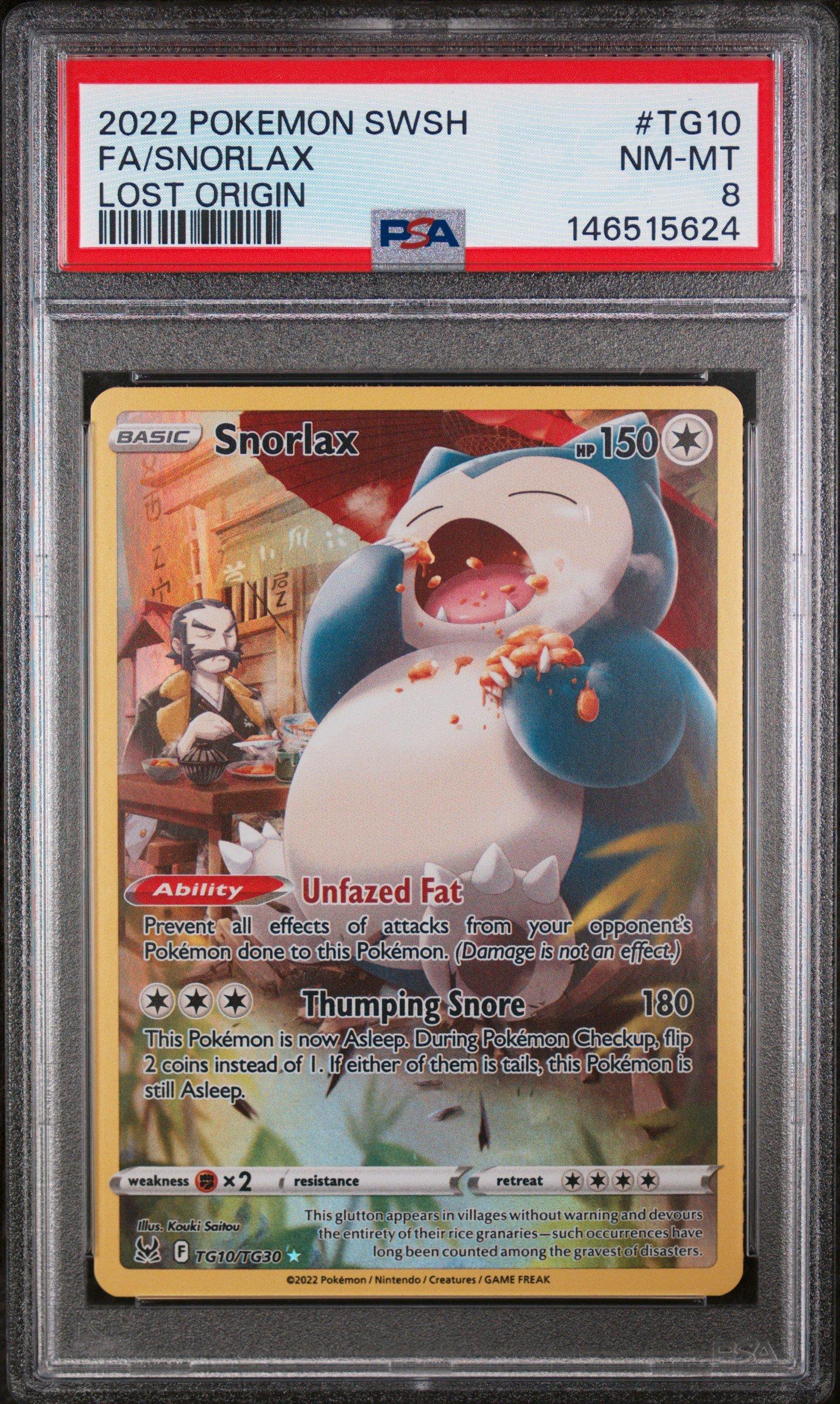 2022 Pokemon Sword & Shield Lost Origin Tg10 Full Art/snorlax PSA