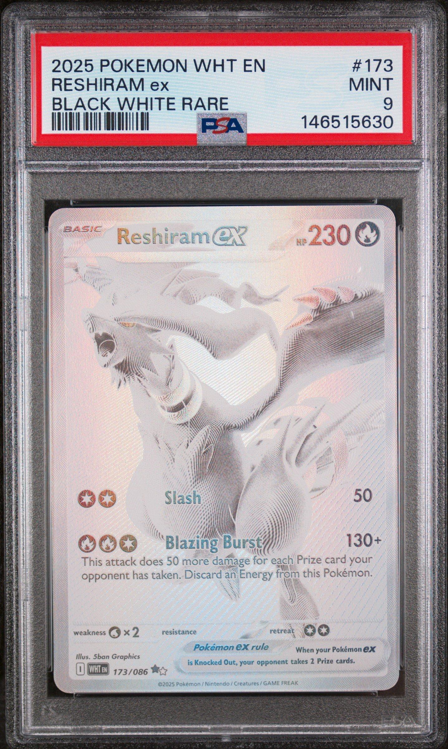 2025 Pokemon Wht En-white Flare 173 Reshiram Ex Black White Rare PSA 9  Graded Card | GameStop