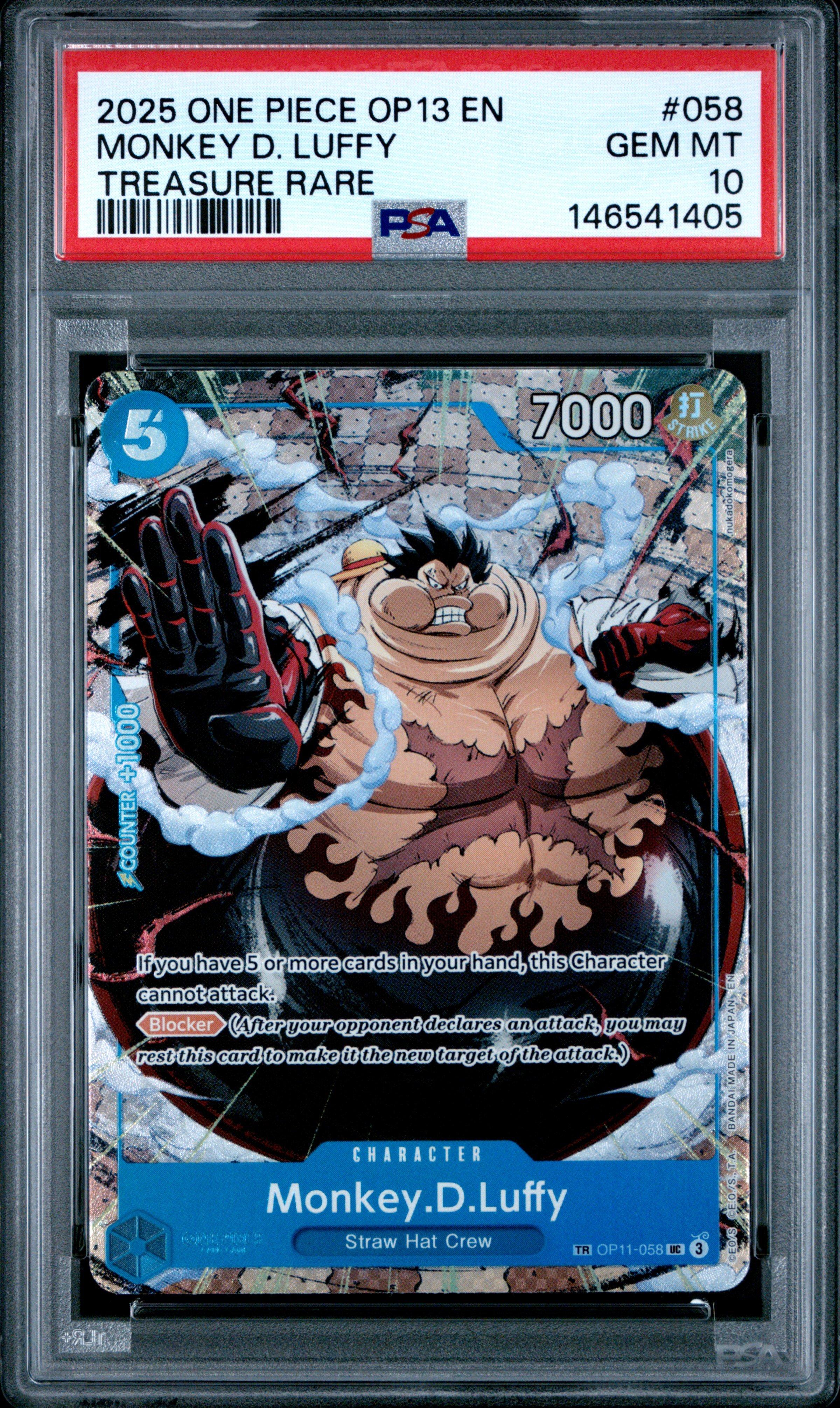 2025 ONE PIECE JP ルフィ カード GEM MT 10 2025 One Piece Op13-carrying On His Will 058 Monkey D. Luffy