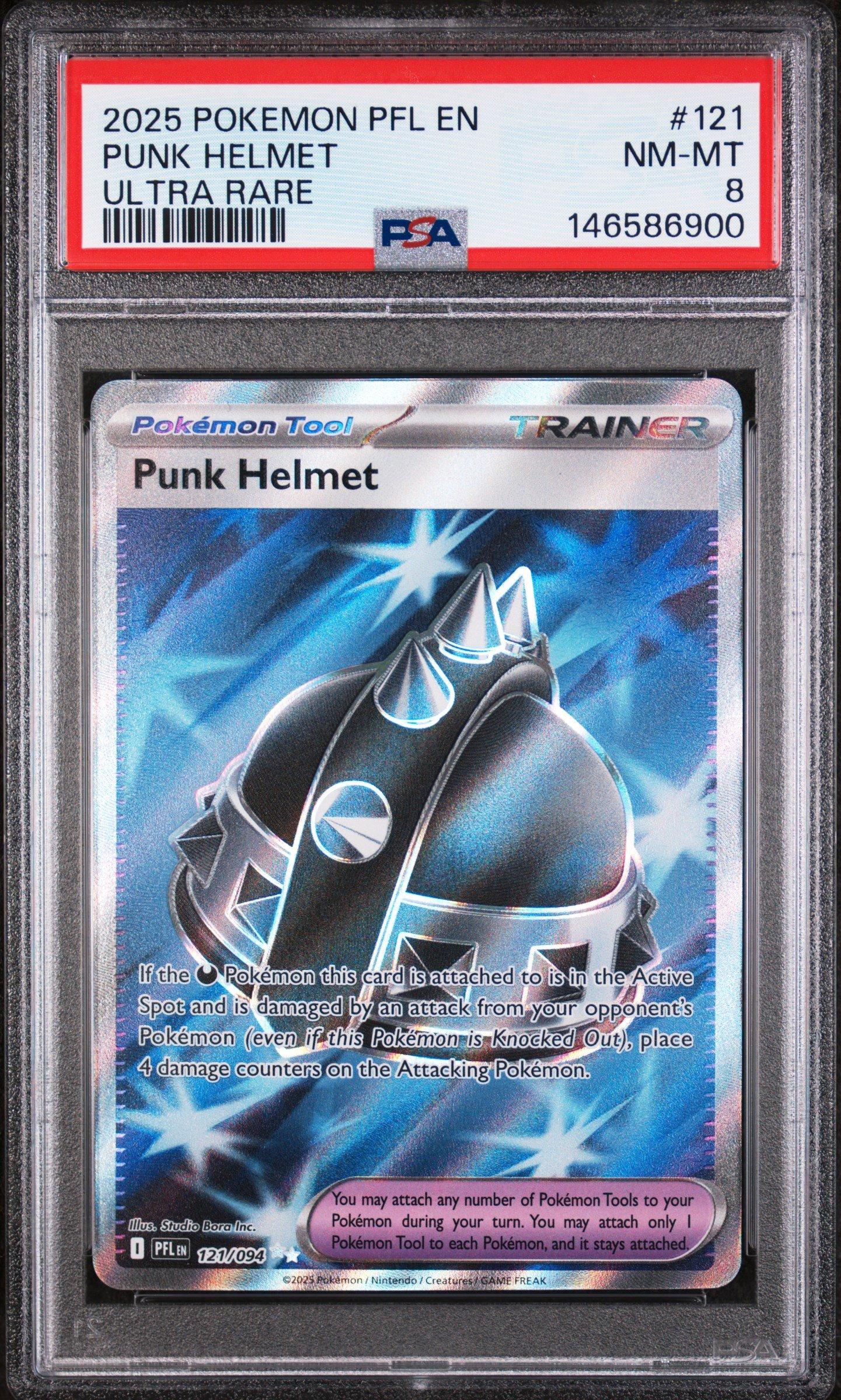 2025 Pokemon Pfl En-phantasmal Flames 121 Punk Helmet Ultra Rare PSA 8