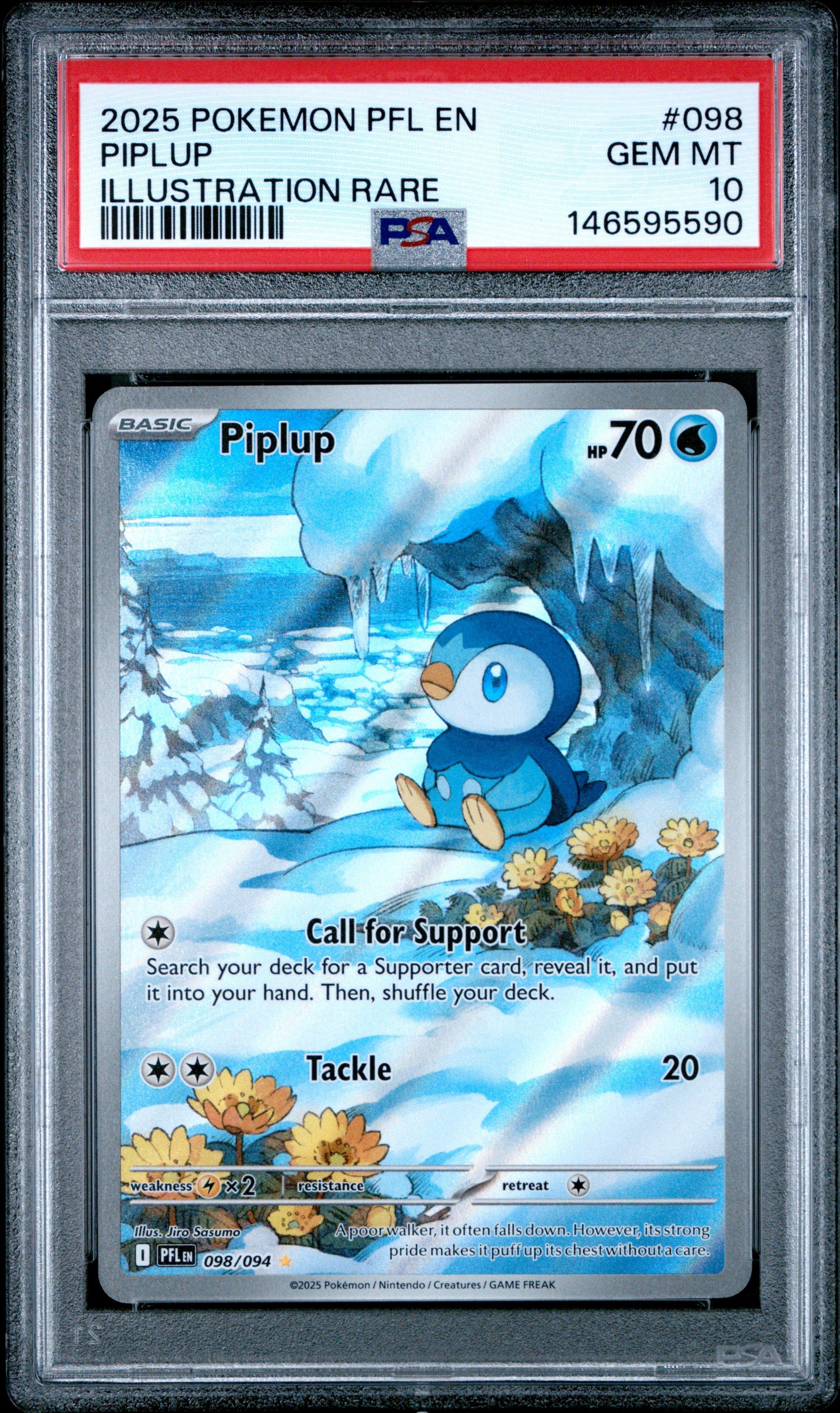2025 Pokemon Pfl En-phantasmal Flames 098 Piplup Illustration Rare