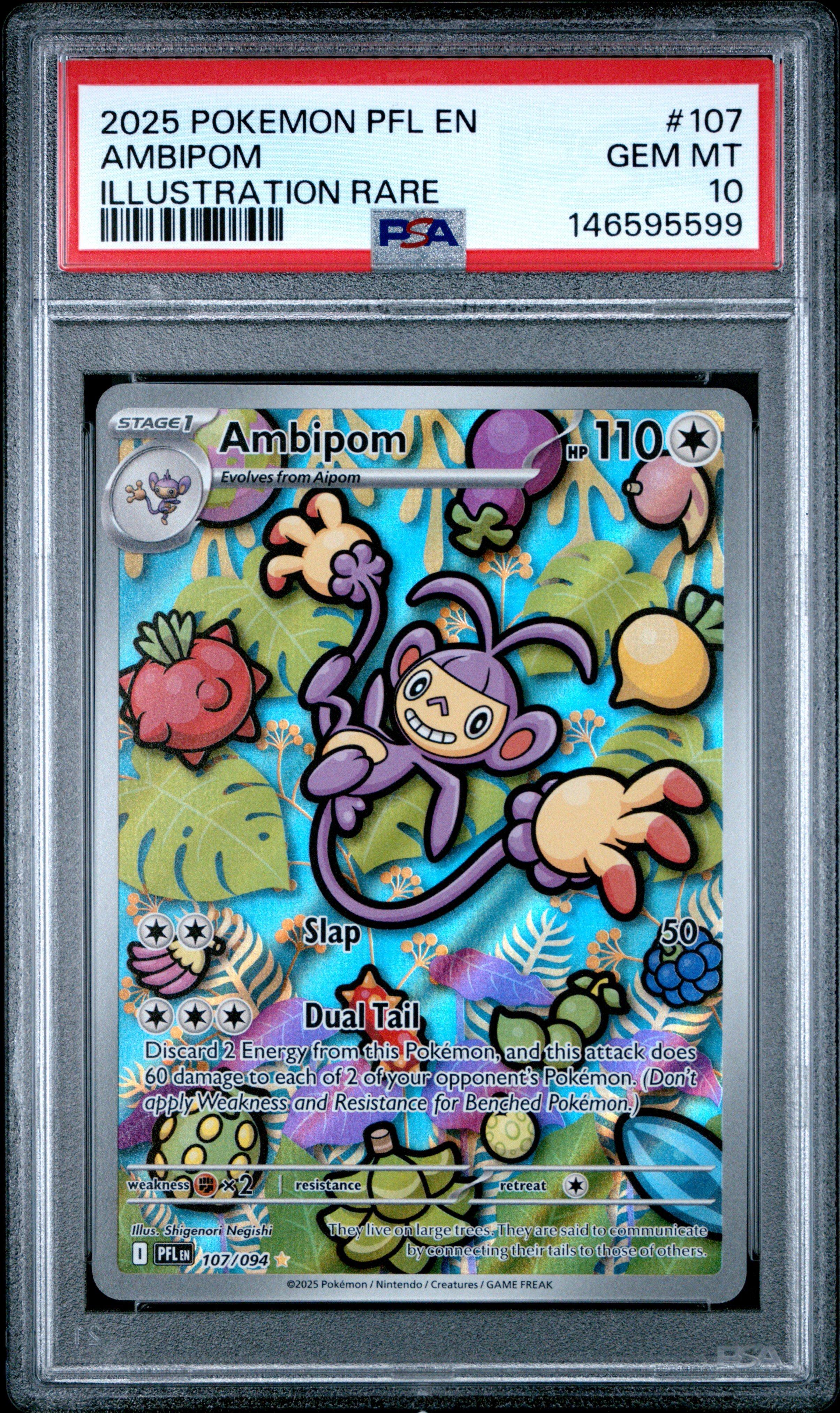 2025 Pokemon Pfl En-phantasmal Flames 107 Ambipom Illustration Rare PSA 10  Graded Card | GameStop